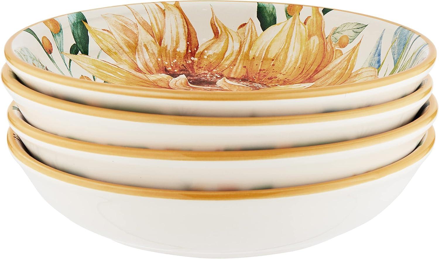 Certified International Sunflower Fields Set/4 Soup/Pasta Bowl