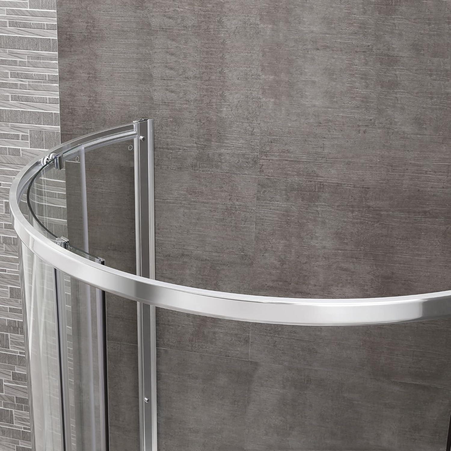 OVE Decors Breeze Premium 33 in. Framed Round Shower Kit w/ Clear Glass, Base