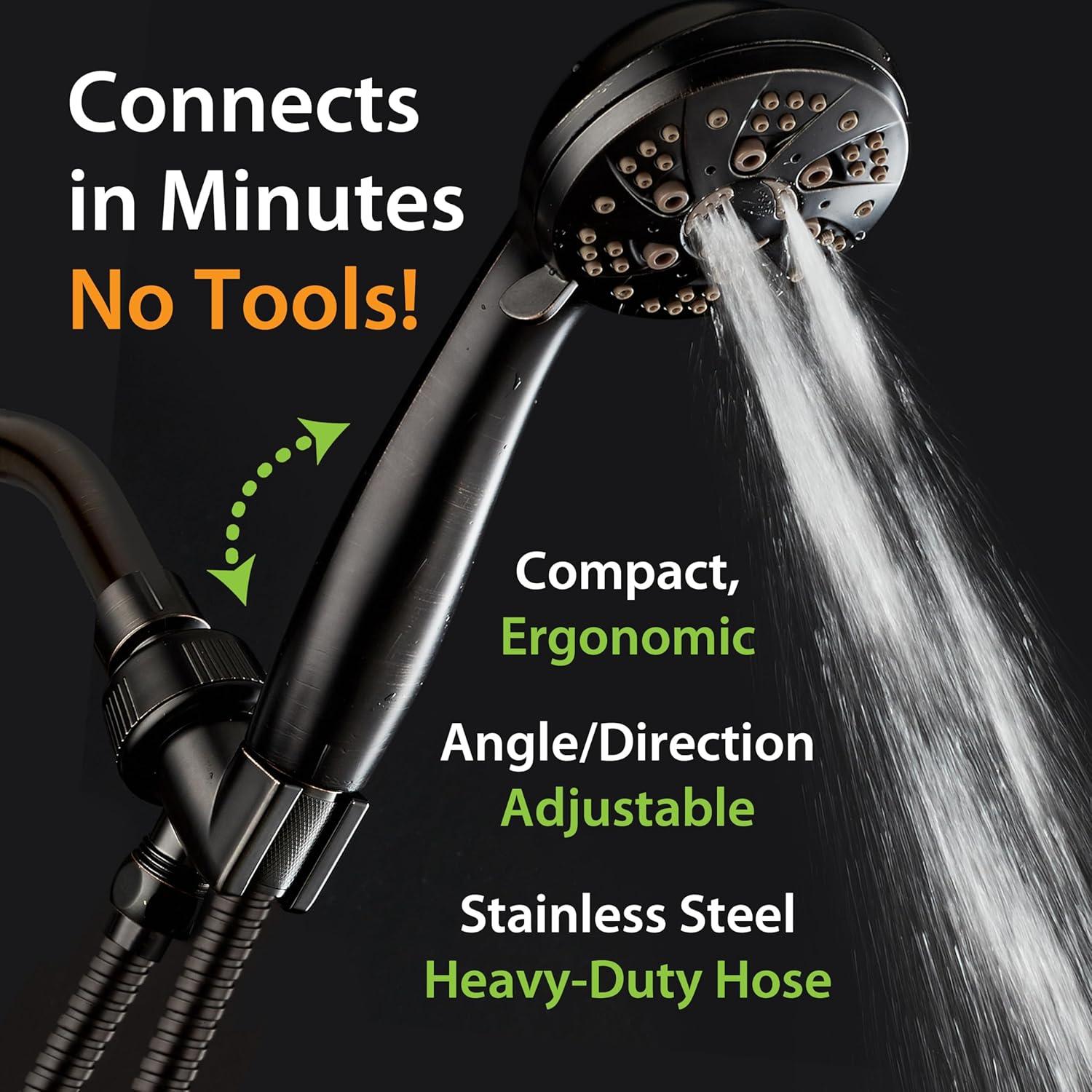 Oil Rubbed Bronze Handheld Shower with 6 Spray Settings