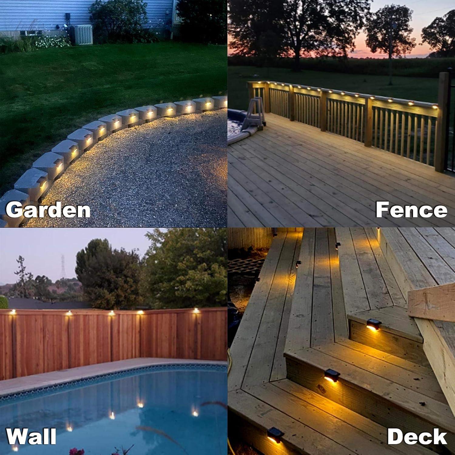 16 Pack Fence Post Solar Lights for Patio Pool Stairs Step and Pathway, Weatherproof LED Deck Lights Solar Powered Outdoor Lights (Warm White)