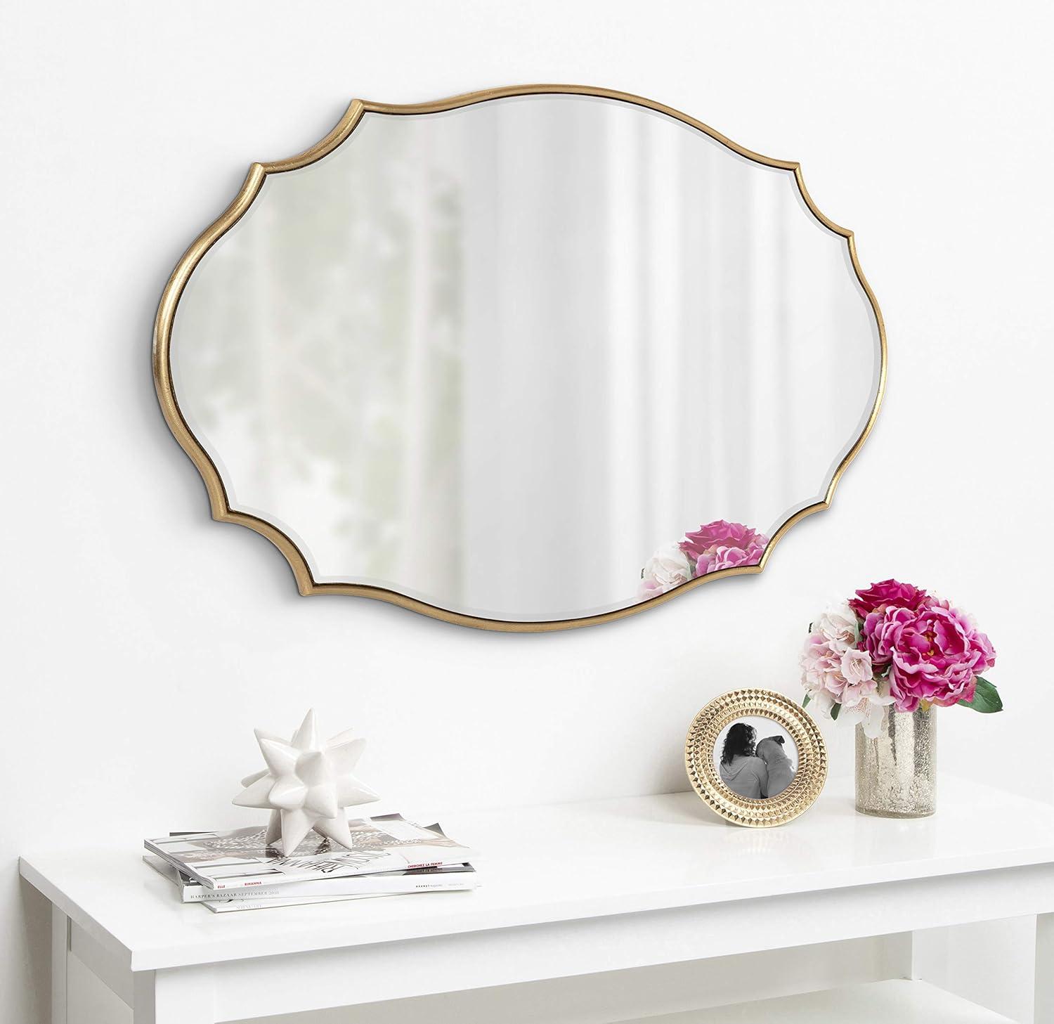 24" x 36" Leanna Scalloped Oval Decorative Wall Mirror Gold - Kate & Laurel All Things Decor