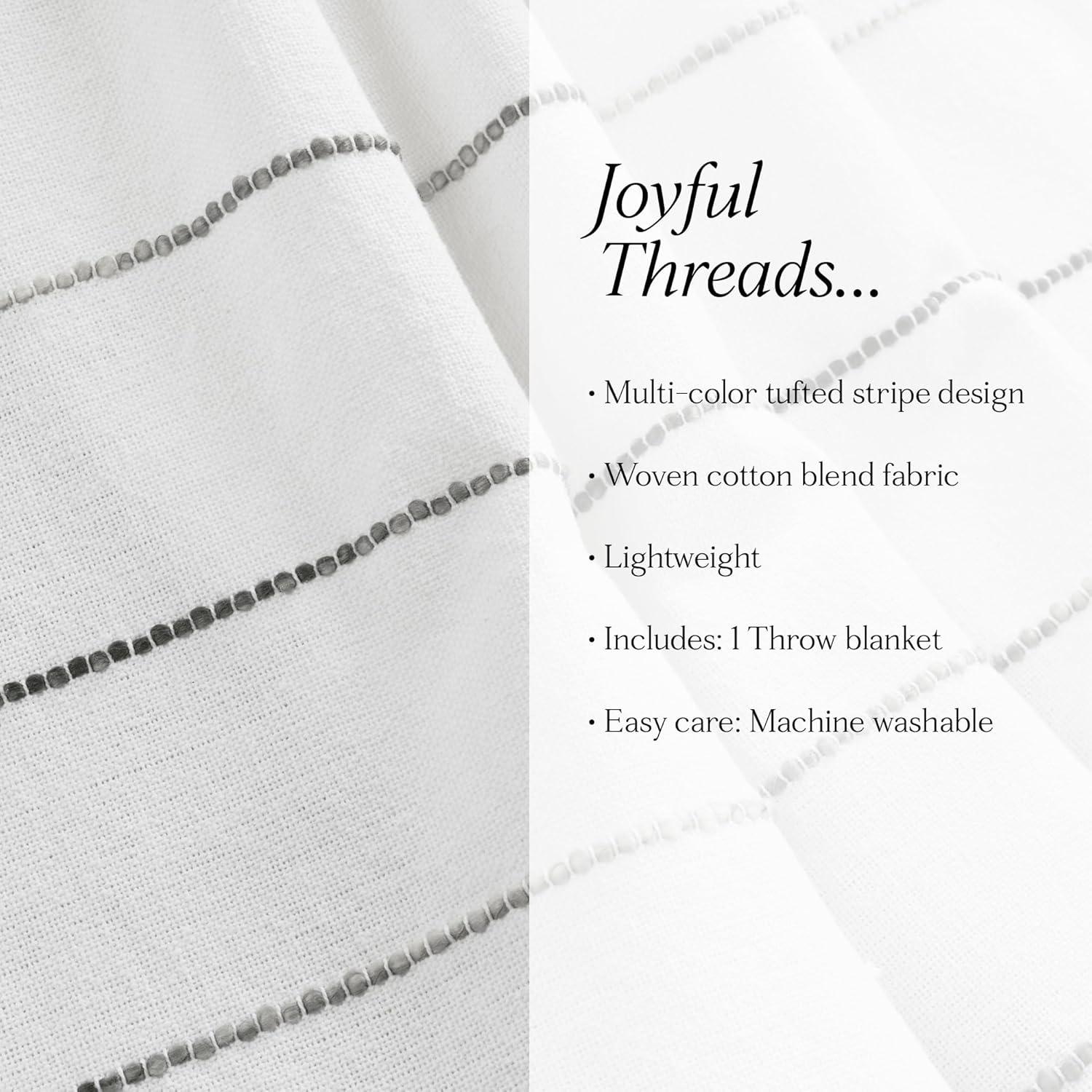 Ombre Stripe Yarn Dyed Cotton Throw Gray/Multi Single 50X60