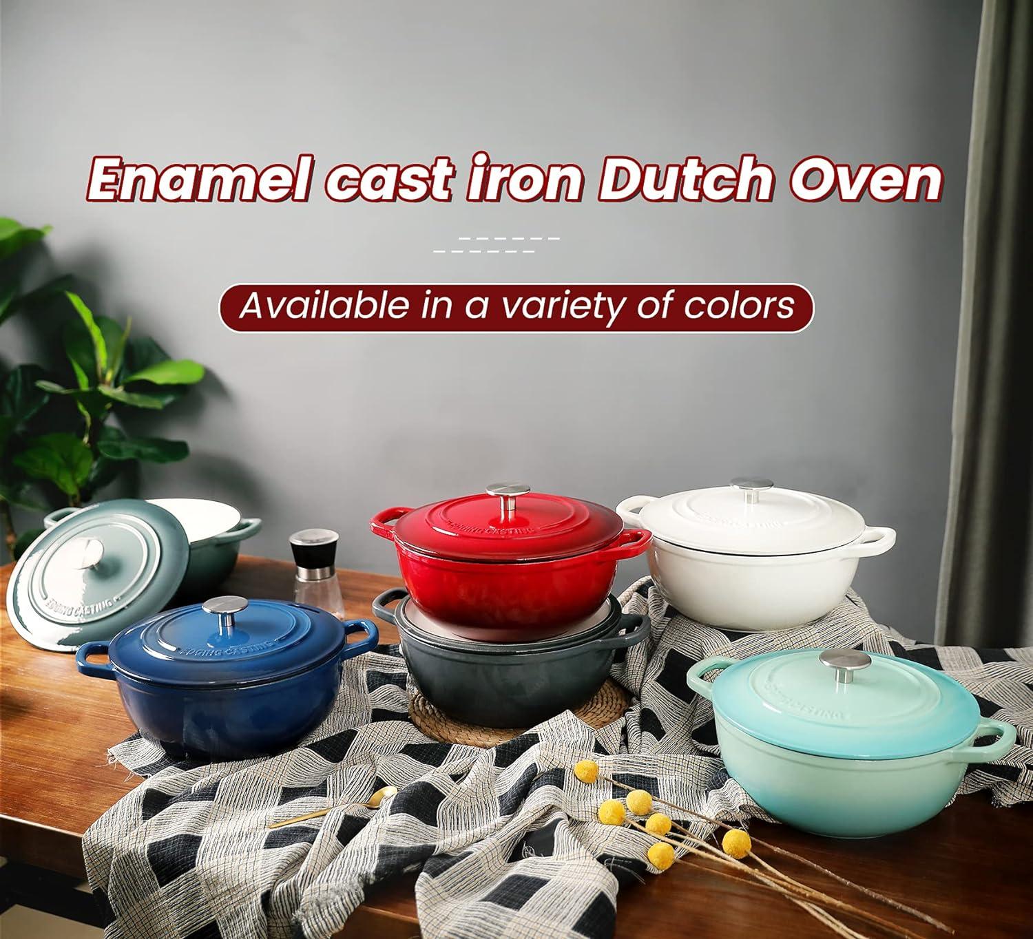 Slate Blue Enameled Cast Iron 5 Quart Dutch Oven with Lid