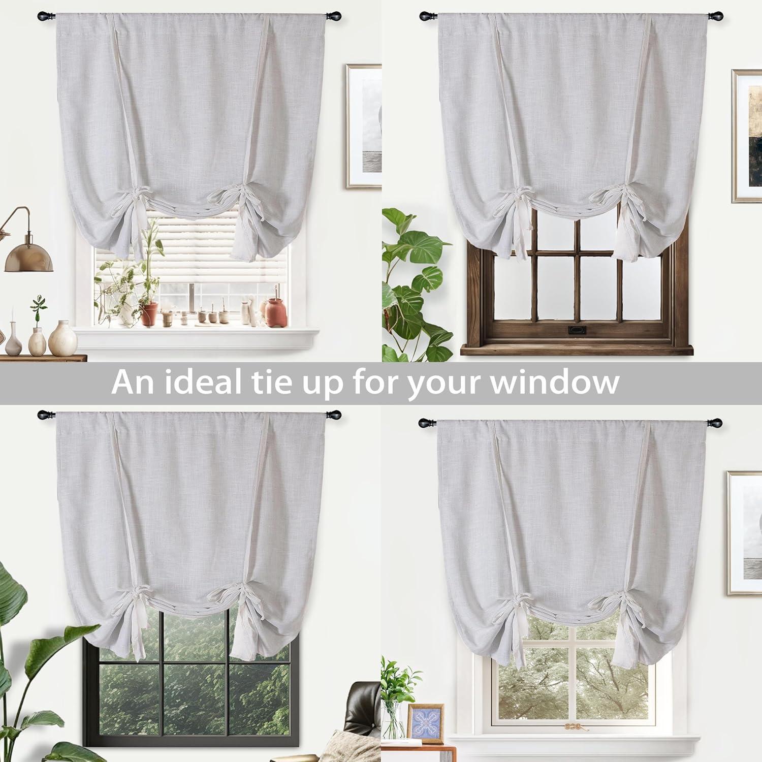 DriftAway Cortina Blackout de Lino con Textura Sólida y Básica para Oscurecer la Habitación, Bolsillo Ajustable para Barra de Globo de 63 Pulgadas de Largo x 45 Pulgadas de Ancho, Color Marfil