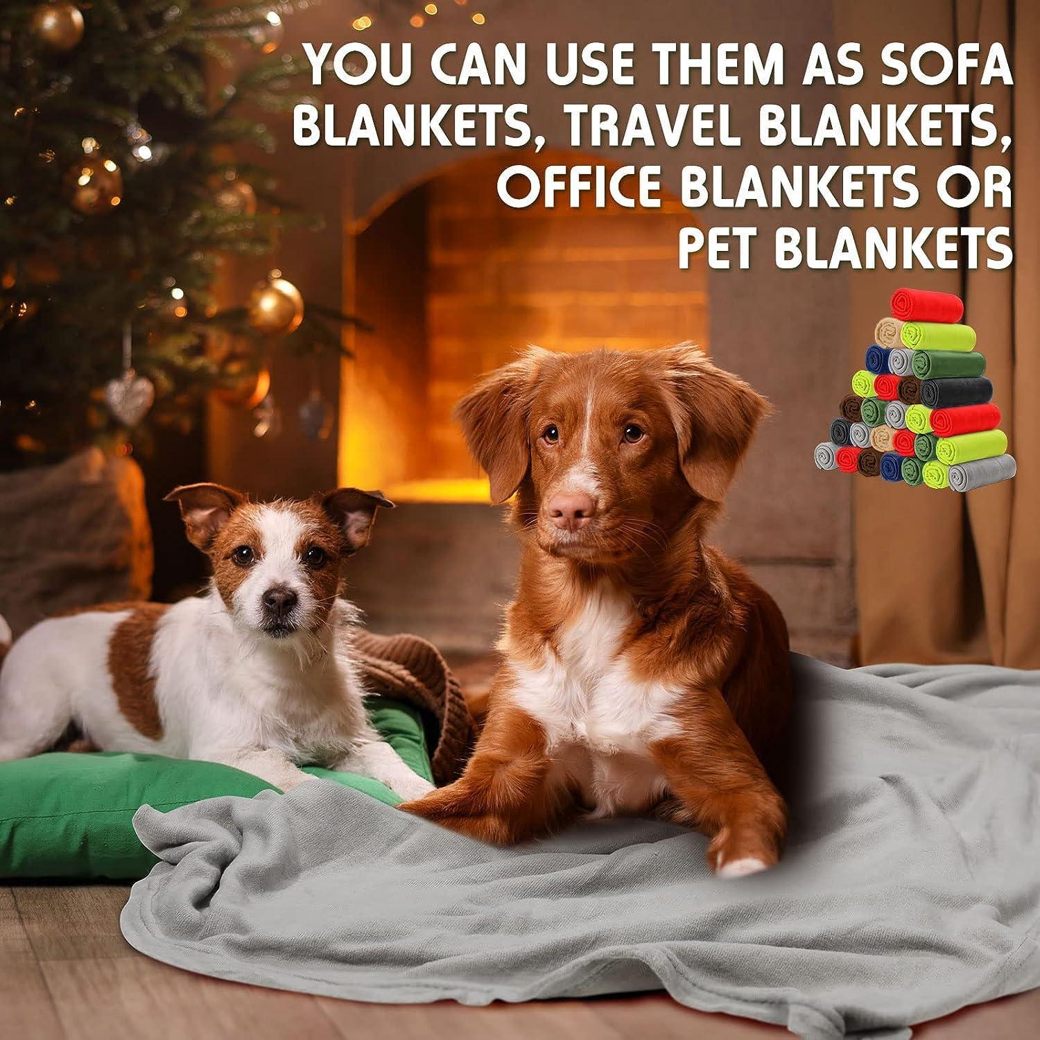 24 Pack of Bulk Wholesale 60”L x 50”W Solid Color Hypoallergenic Fleece Throw Blankets for Fall, Winter, Spring, Summer, Men, Women, Children, Homeless, Charity Donation Drives in Assorted Colors