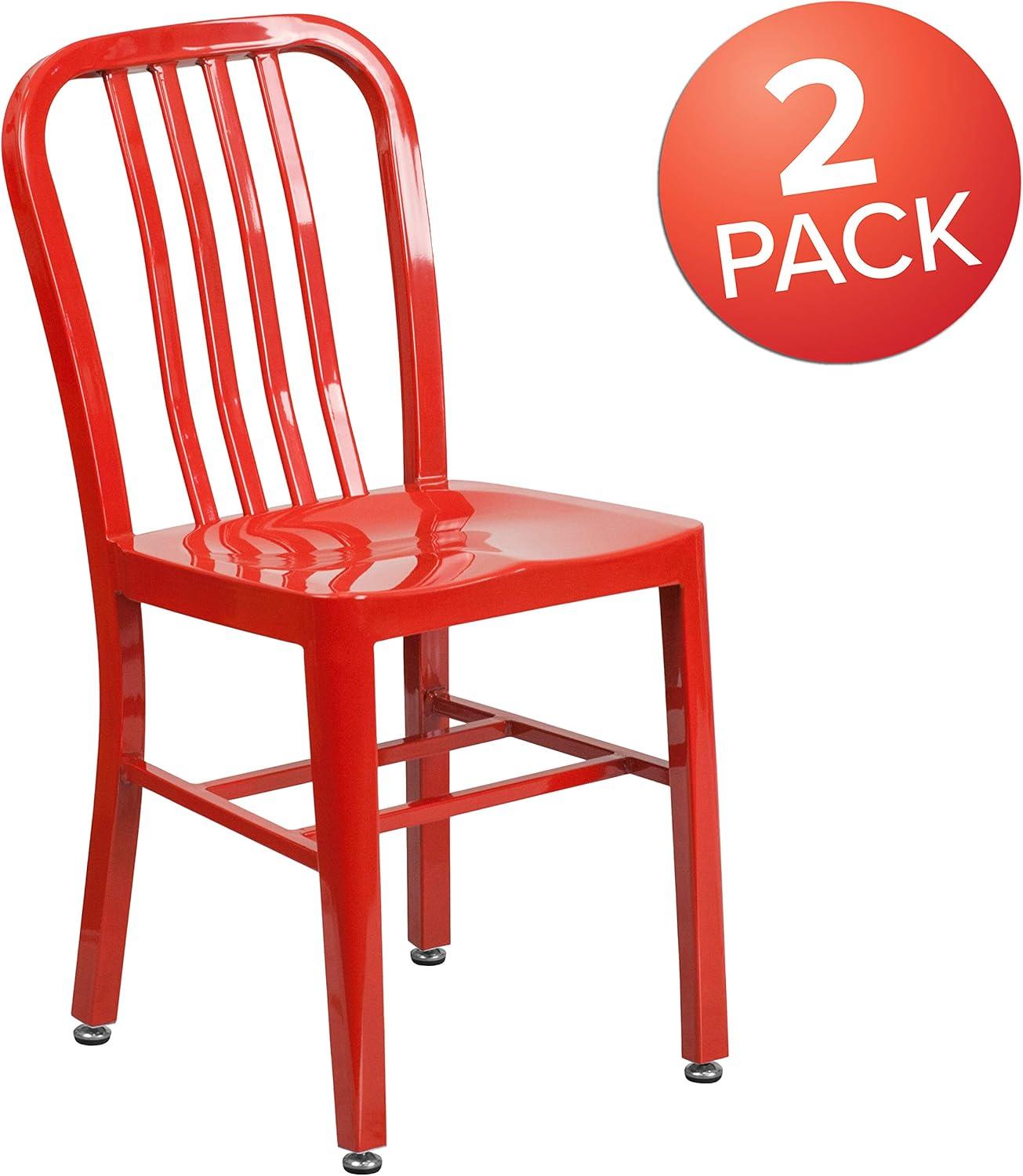 Flash Furniture Gael Commercial Grade 2 Pack Red Metal Indoor-Outdoor Chair