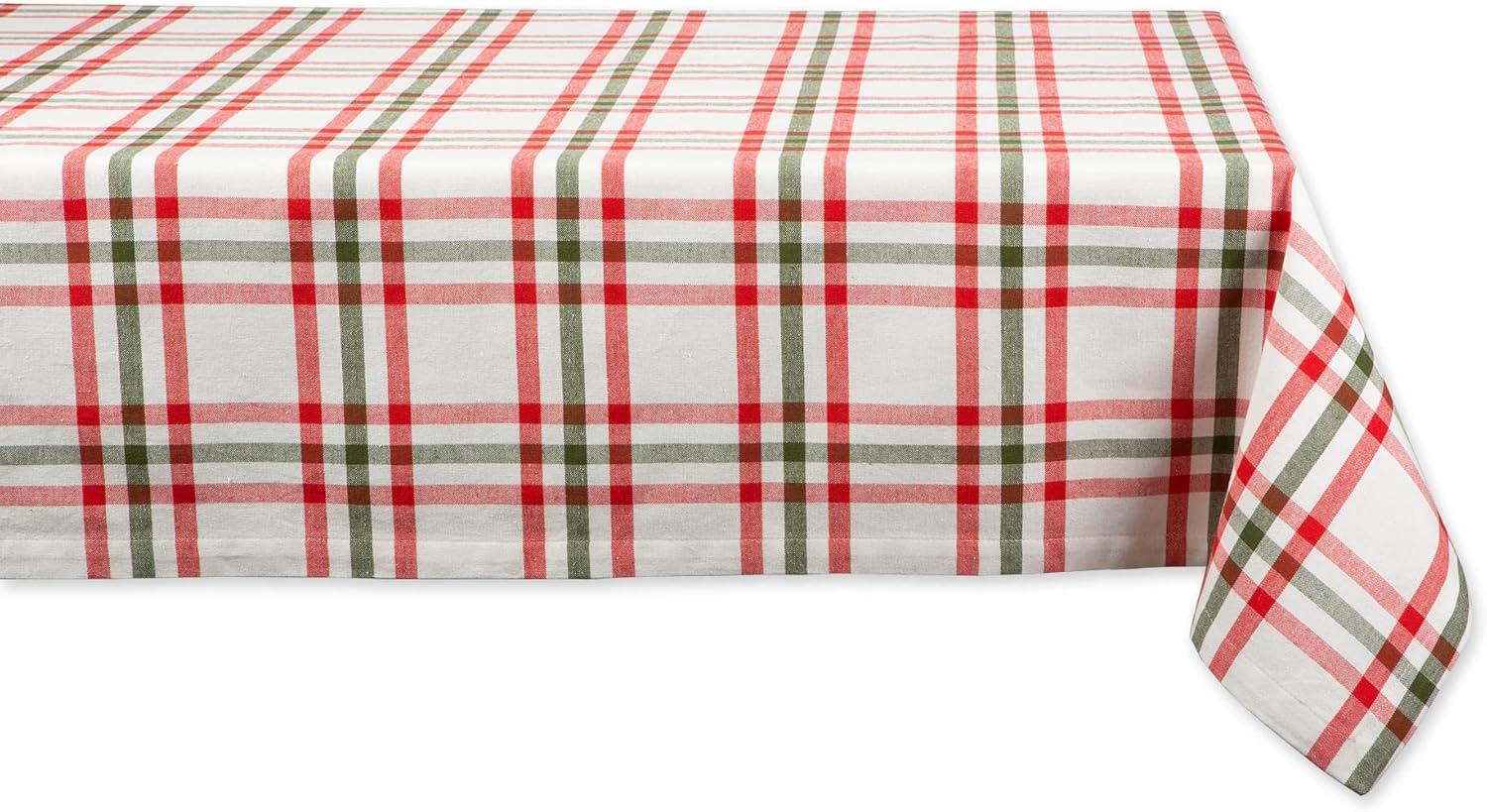 Nutcracker Plaid Cotton Winter Tablecloth, 52x52"