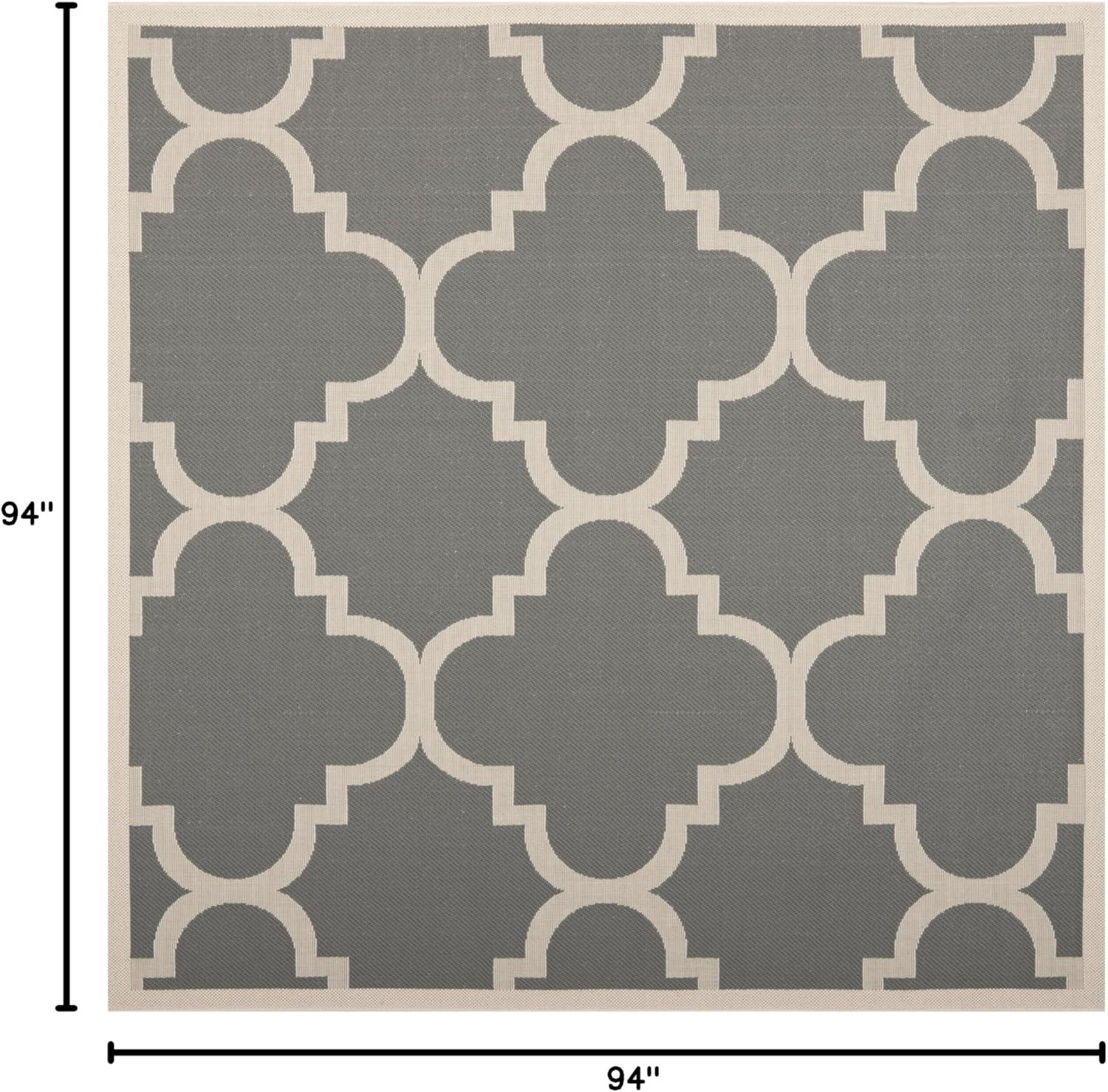 Courtyard CY6243 Power Loomed Indoor and Outdoor Area Rug - Grey/Beige - 7'10"x7'10" - Safavieh