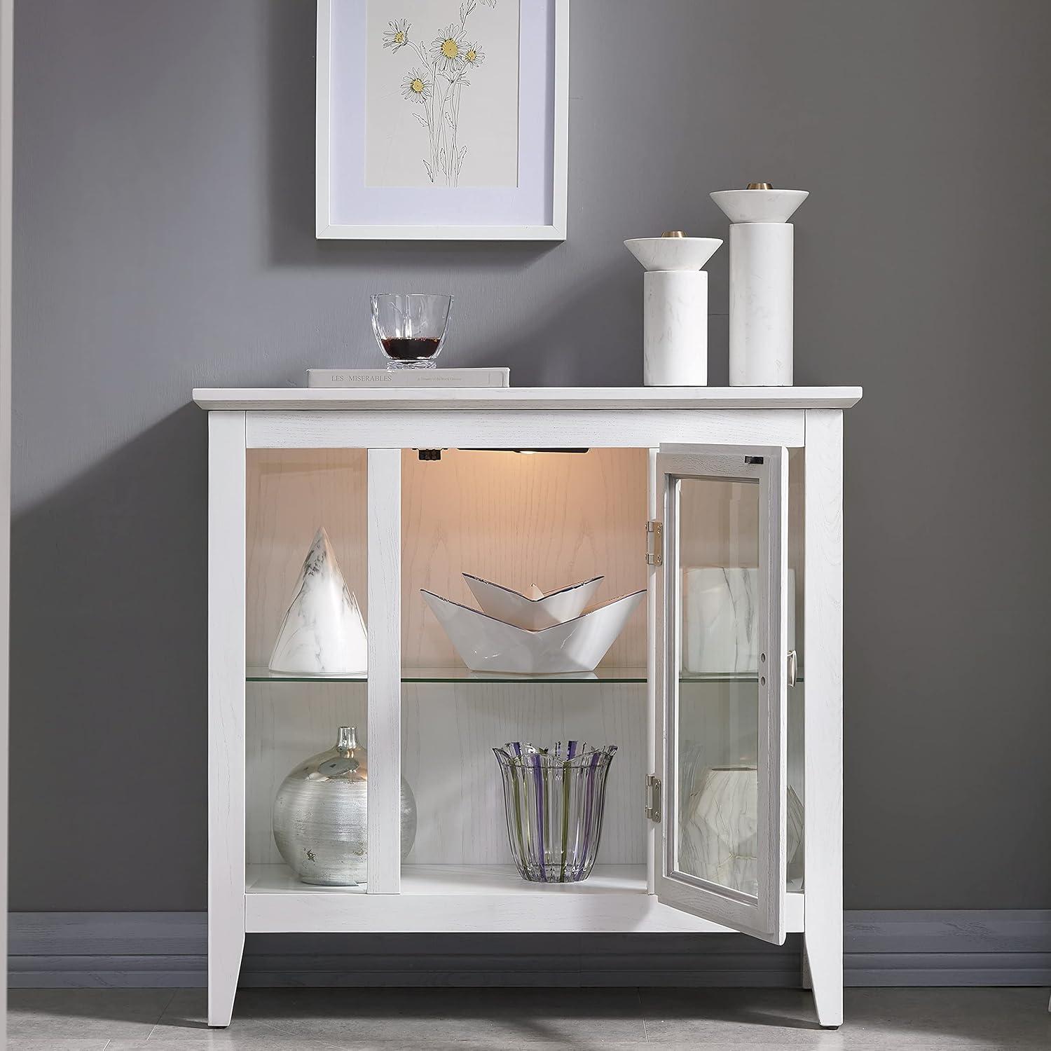 Leick Home Favorite Finds Entryway Wood Curio Cabinet in Weathered White