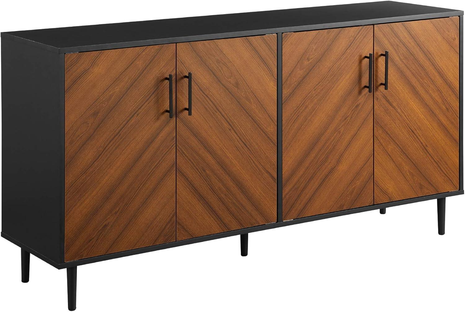 Acorn Bookmatch Mid-Century Modern Double Door Buffet