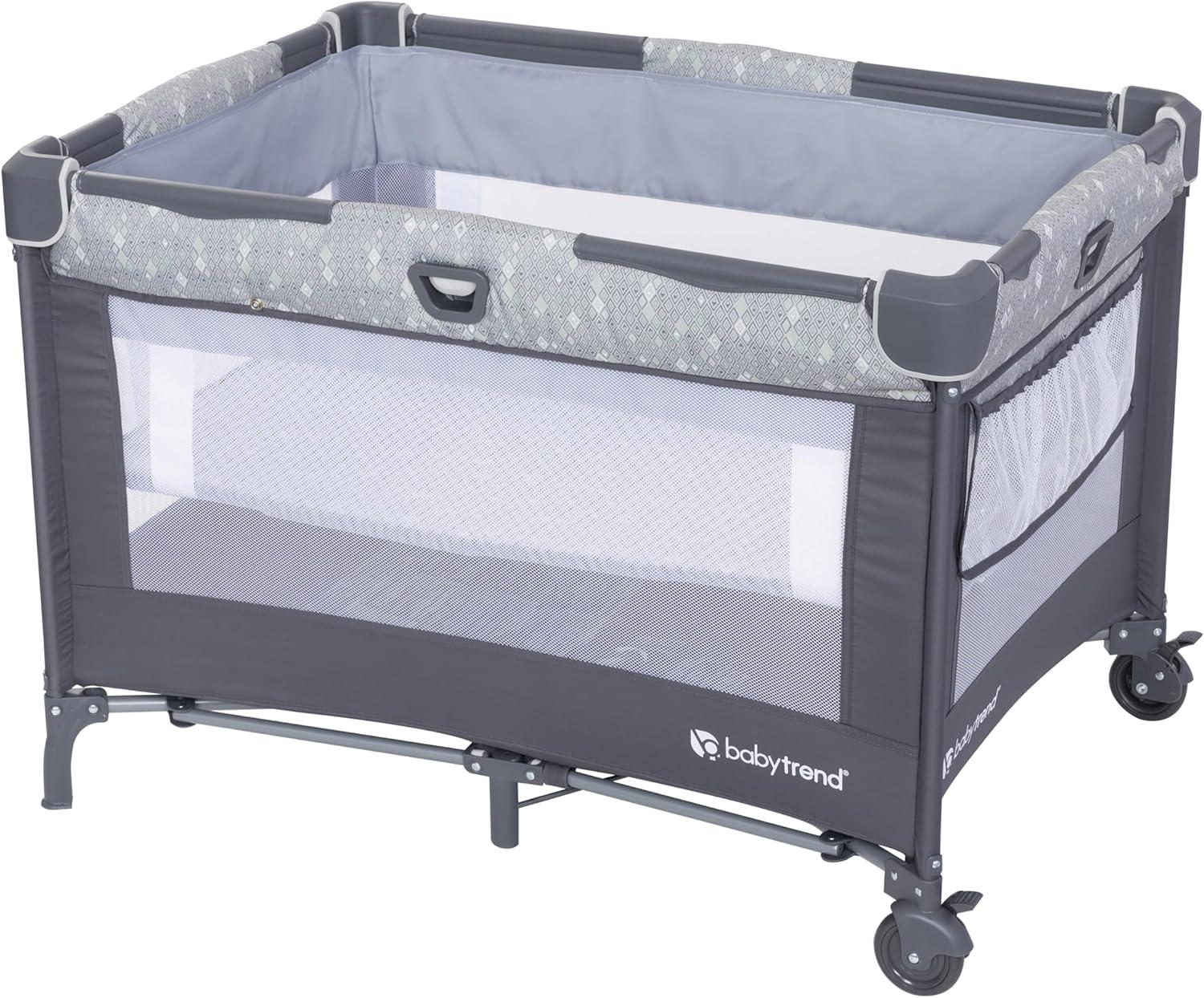 Baby Trend Nursery Den Playard with Snooze Pod and Flip Over Changer - Diamond Sage