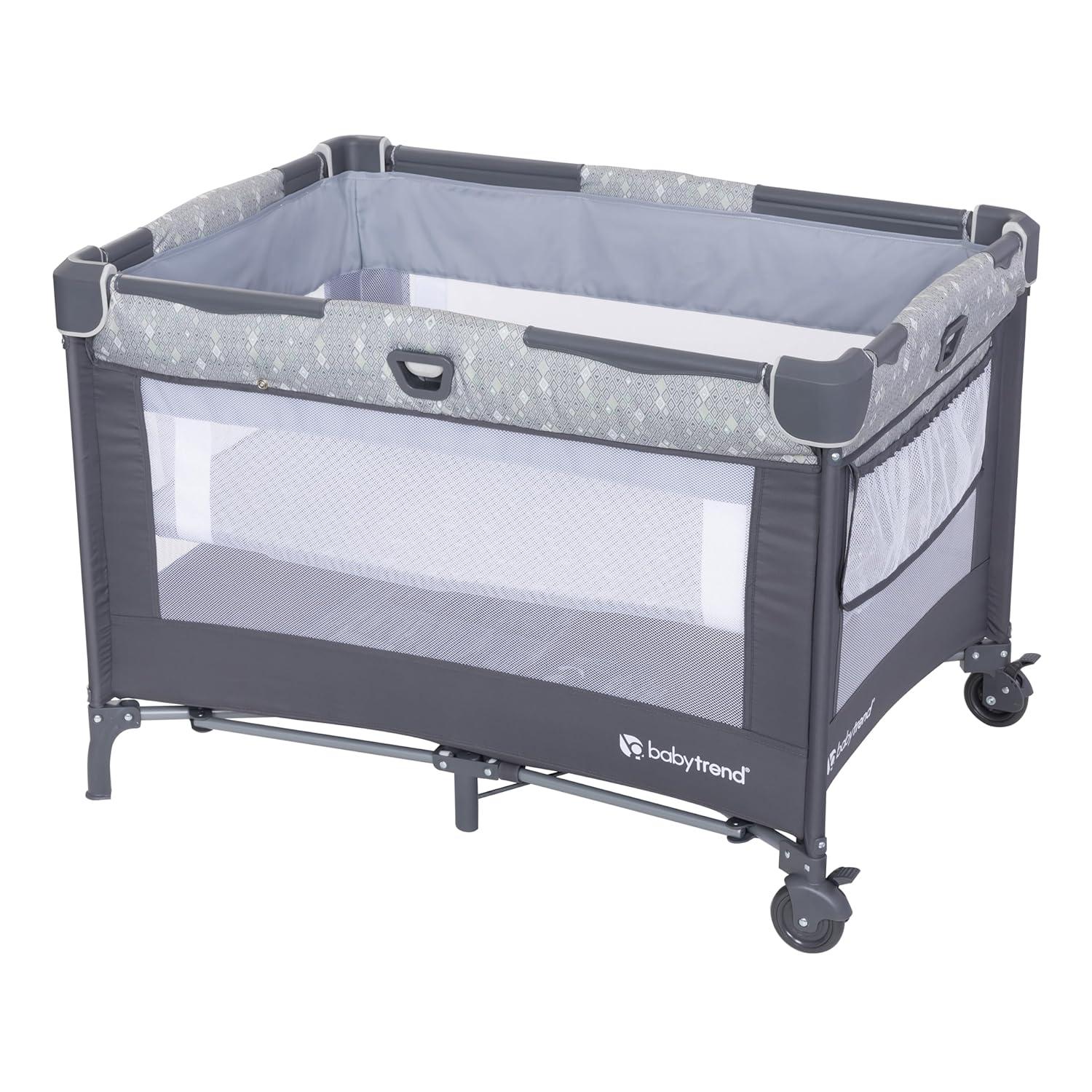 Baby Trend Nursery Den Playard with Snooze Pod and Flip Over Changer - Diamond Sage