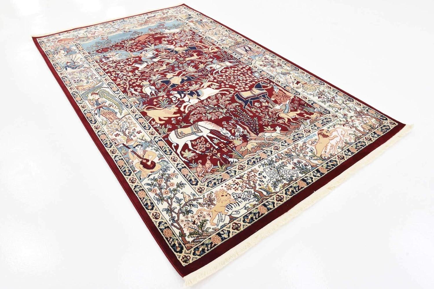 Unique Loom Narenj Birmingham Floral Indoor Woven Fringe Area Rug