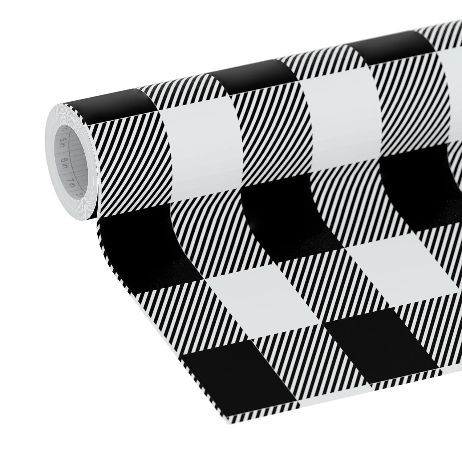 EasyLiner Premium Peel & Stick Wallpaper, Black Gingham 20 in. x 18 ft.