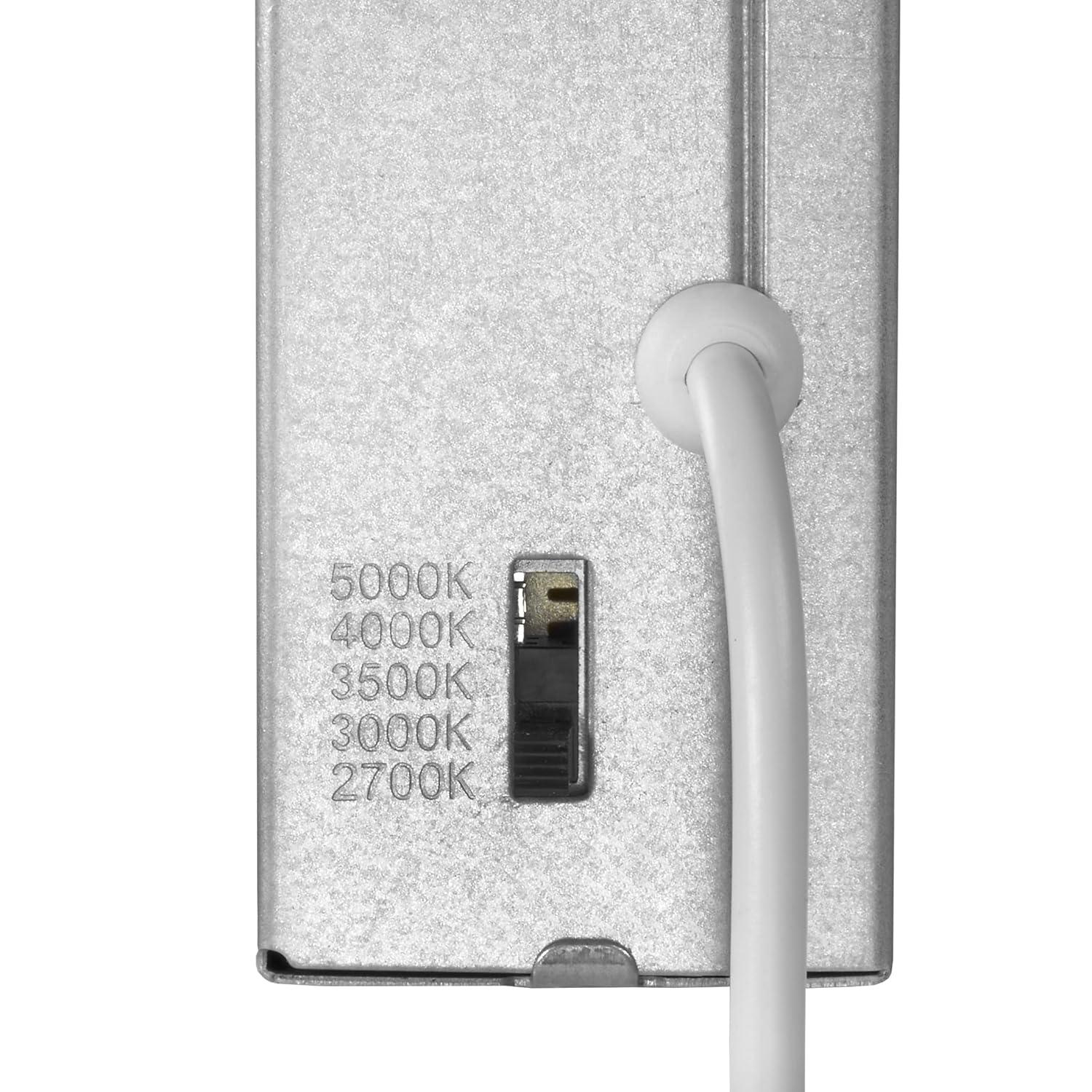 Maxxima 8 in. 5CCT Round Recessed LED Downlight, 1600 Lumens Slim Round Flat Panel Color Selectable 2700K-5000K (2700K/3000K/3500K/4000K/5000K), Dimmable, Canless IC Rated, White Trim, J-Box Included