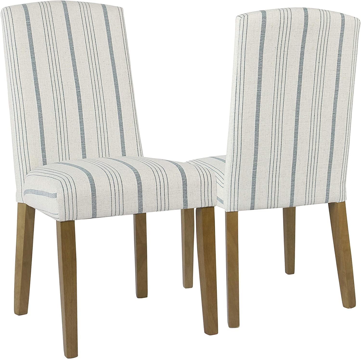 Gray Linen Upholstered Parsons Side Chair with Wood Legs