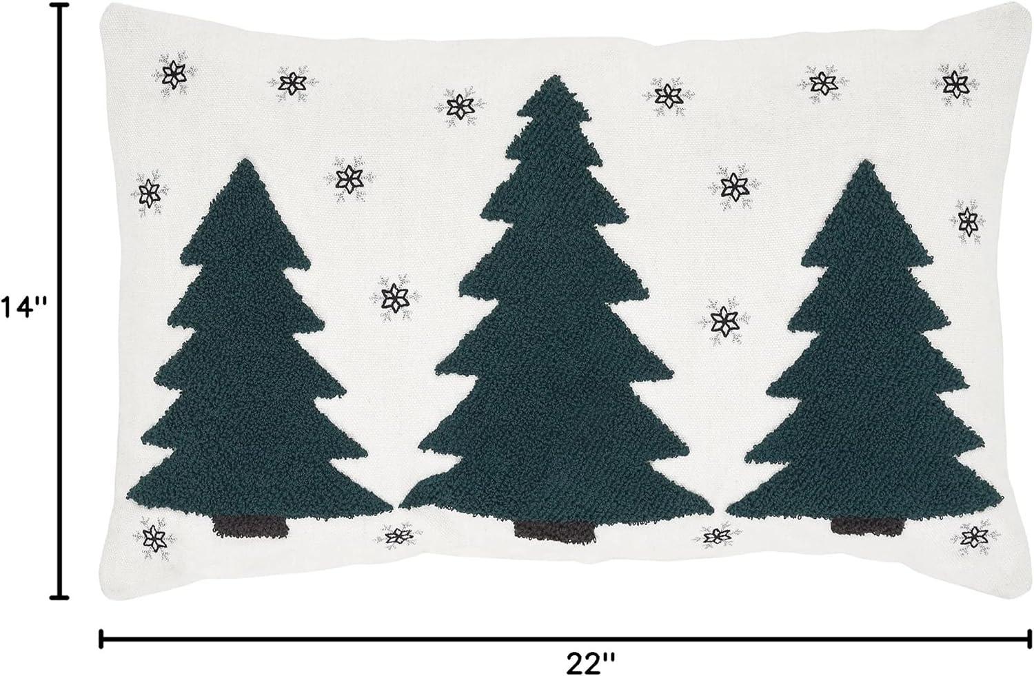 VHC Brands Pine Grove Plaid Embroidered Trees Pillow, 14x22