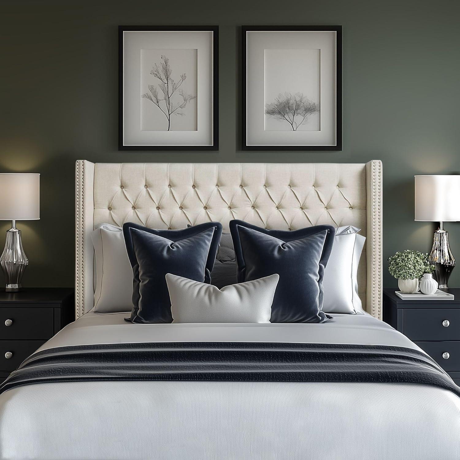 Amelia Upholstery Headboard Cream Queen