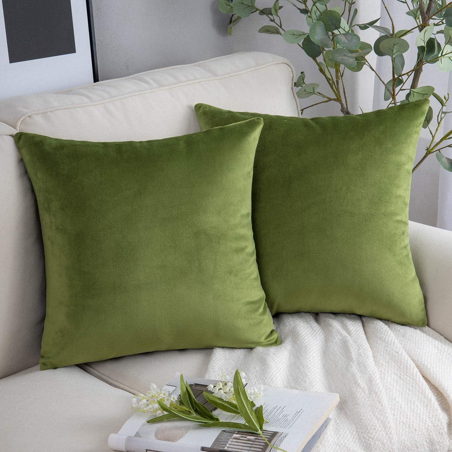 Phantoscope 18" x 18" Modern Green Polyester Throw Pillow , ( 2 Count)