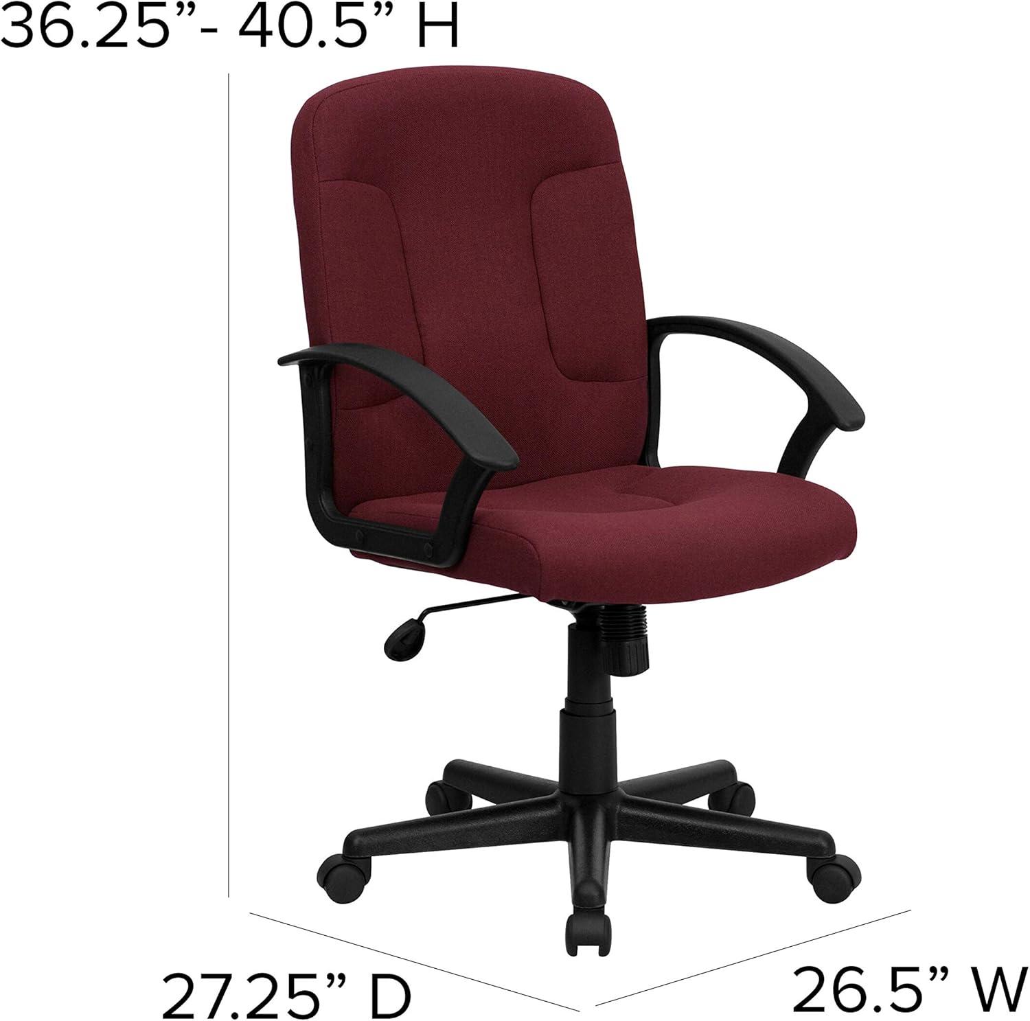 Flash Furniture Mid-Back Burgundy Fabric Executive Swivel Office Chair with Nylon Arms