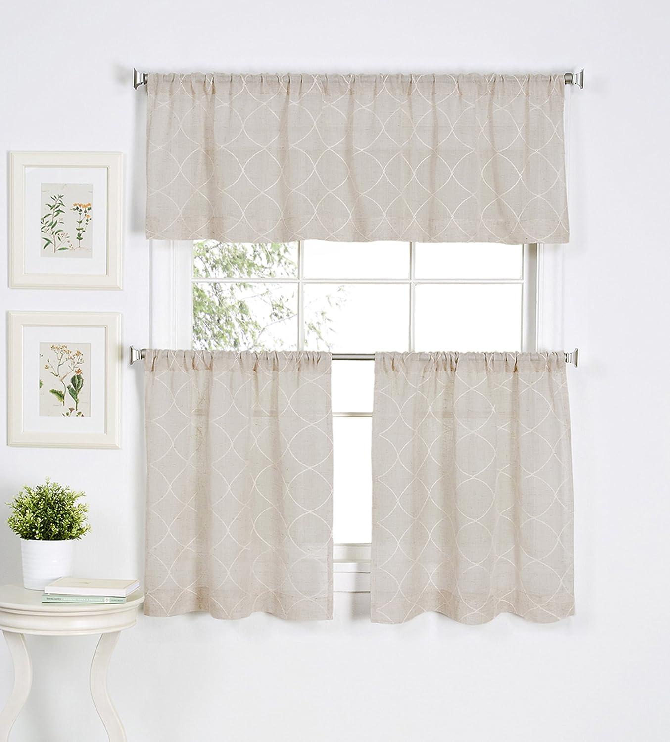 Taylor Rod Pocket Kitchen Tier Window Curtain Set of 2 - Linen - Elrene Home Fashions