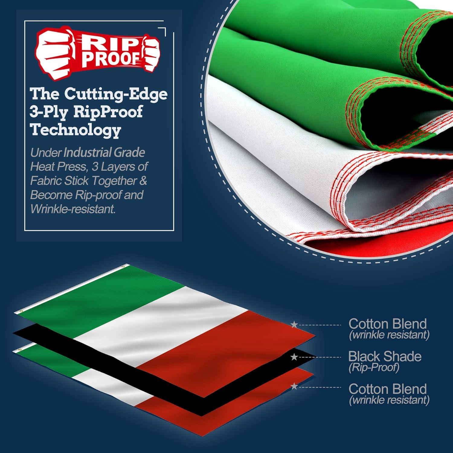 Anley 3 x 5 Ft Italy Flag Rip-Proof Technology Double Sided 3-Ply Italian Flags