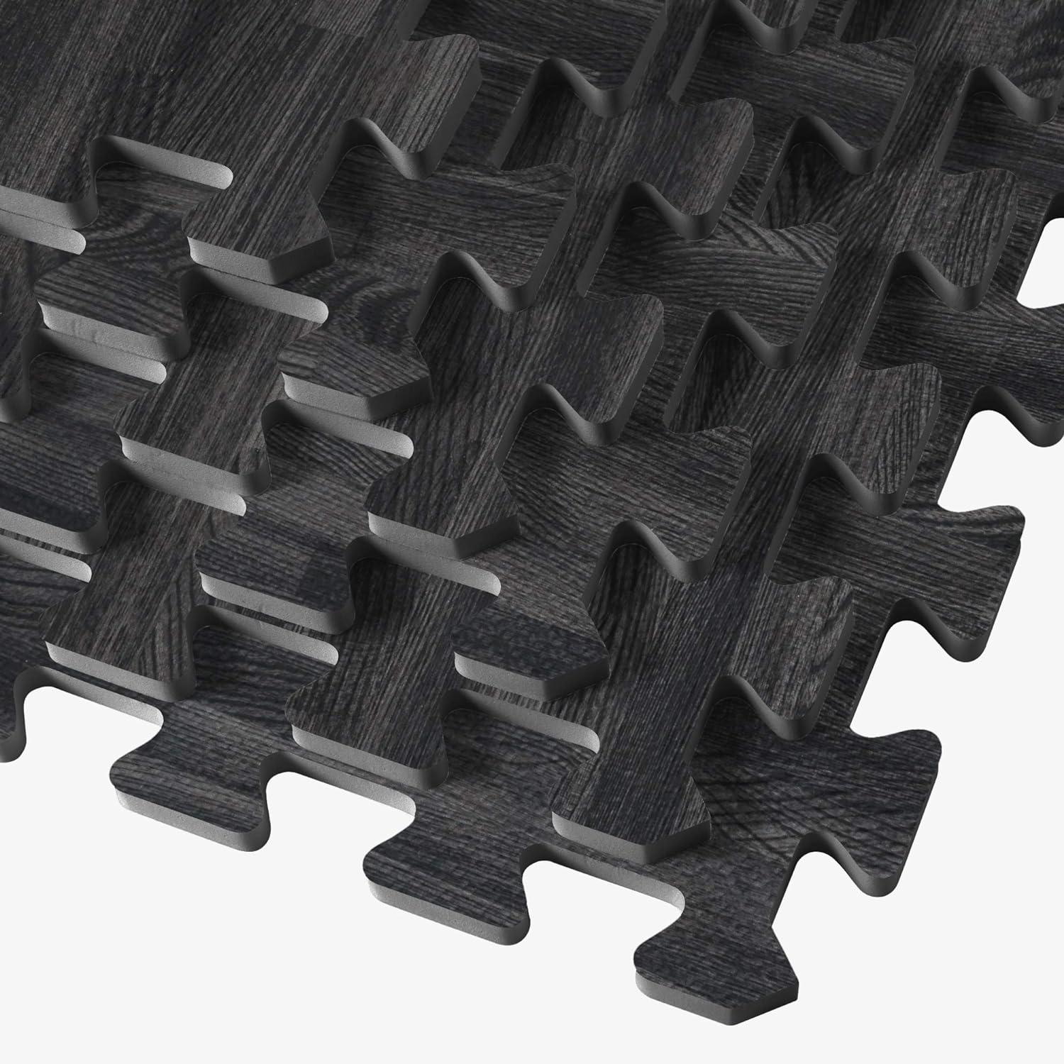 Dark Wood Grain Interlocking Foam Floor Tiles, 24" x 24"