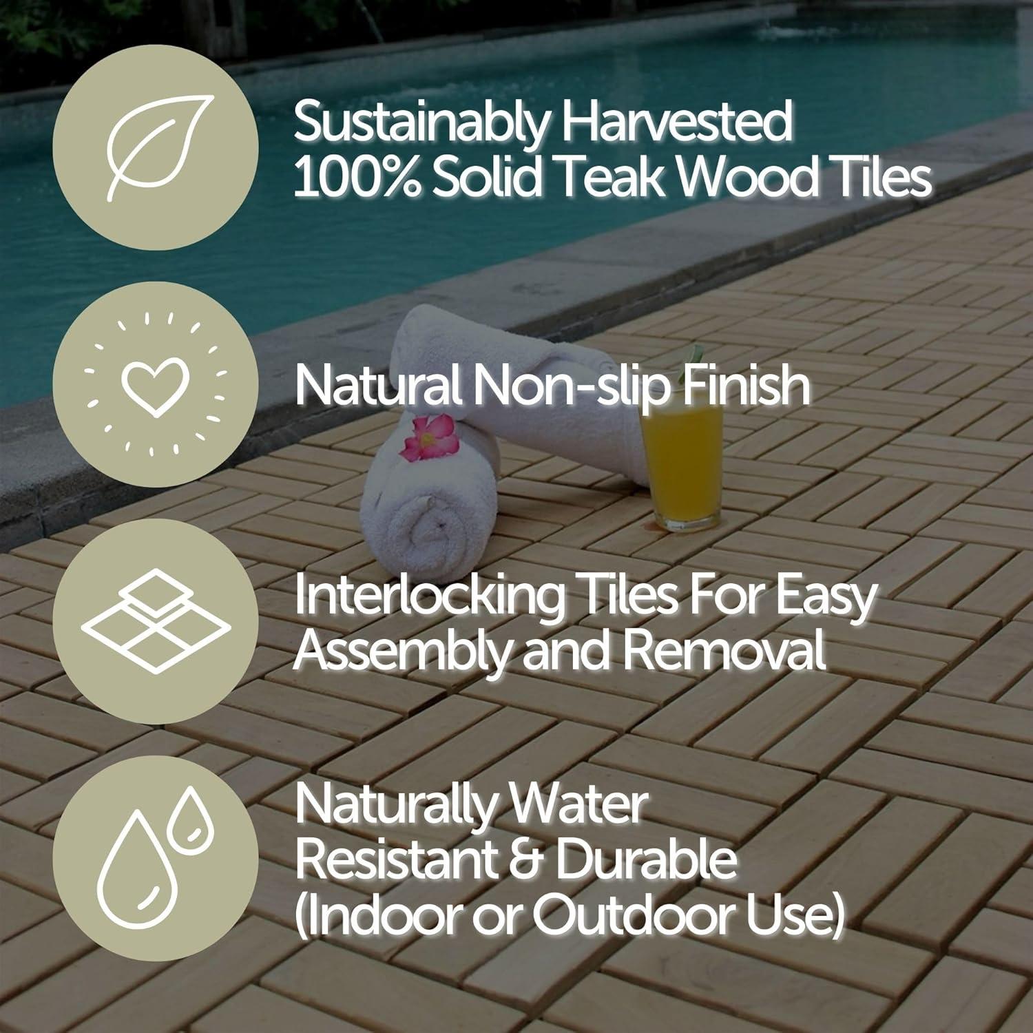 11.8" x 11.8" Teak Interlocking Deck Tile in Natural