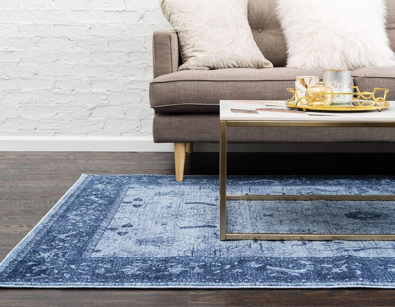 Unique Loom La Jolla Collection Area Rug - Floral (8' x 11' Rectangle Blue/Navy Blue)