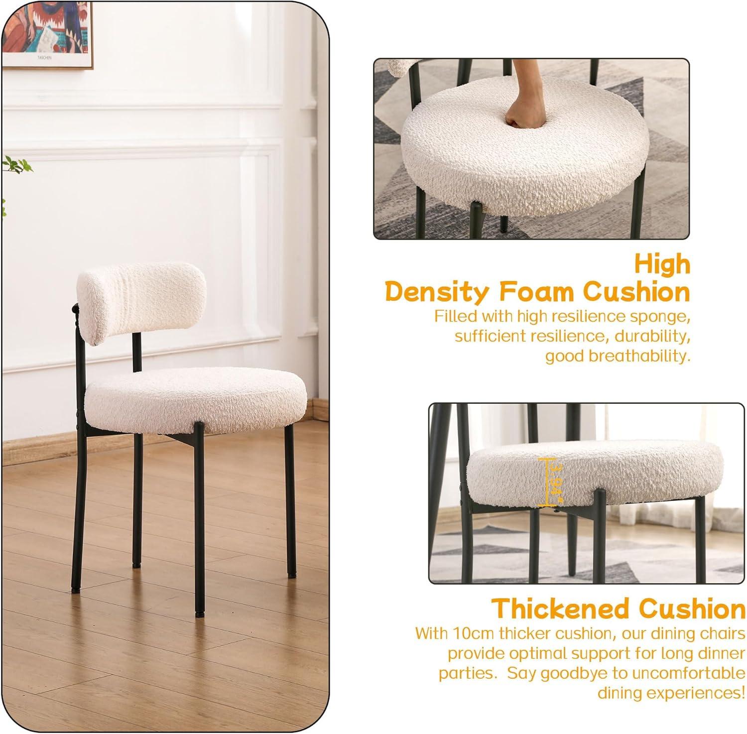 XINMICS White Dining Chairs Boucle Dining Room Chair Set of 2