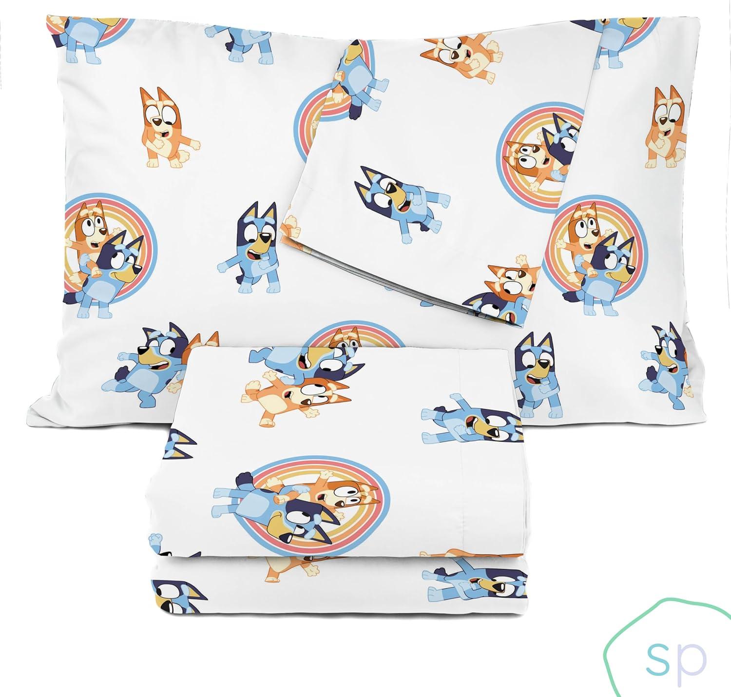 Saturday Park Saturday Park Bluey Rainbow 100% Organic Cotton Sheet Set