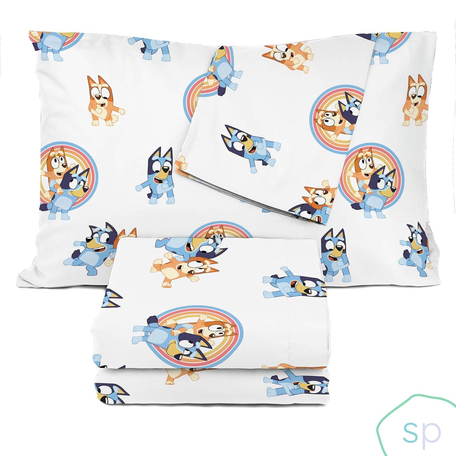 Saturday Park Saturday Park Bluey Rainbow 100% Organic Cotton Sheet Set