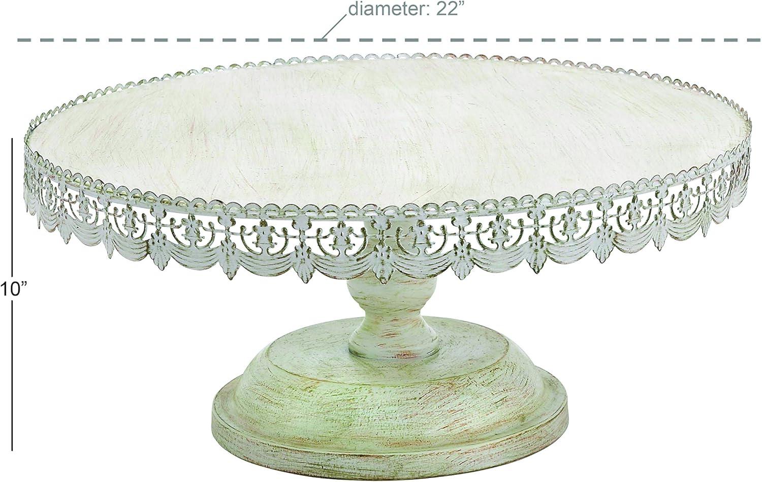 White Lace Inspired Ceramic Pedestal Cake Stand, 22"