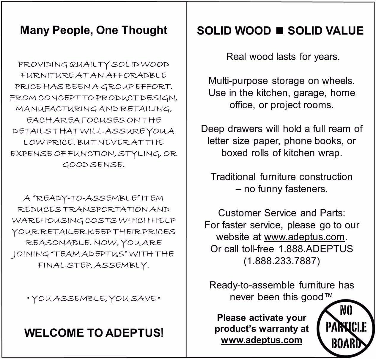 Adeptus Original Roll Cart, Solid Wood, 6+2 Drawer Narrow Roll Cart, Med Pine