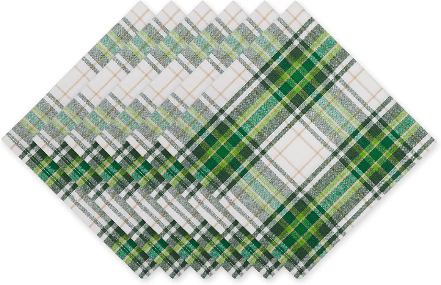 Green and White Plaid Cotton Napkin Set of 6