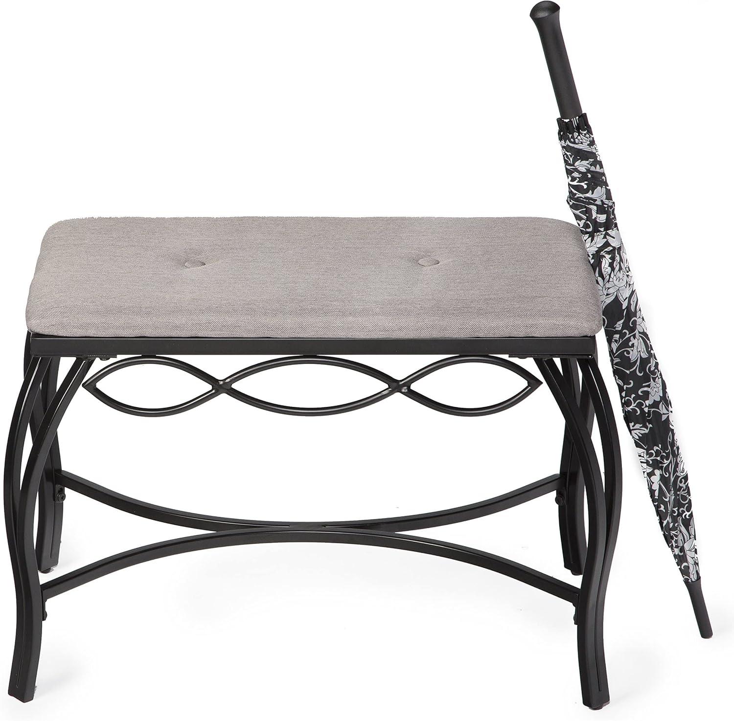 Mango Steam Vanity Seat for Makeup Room, Dressing Stool, Entryway Bench - Gray Shoe Bench