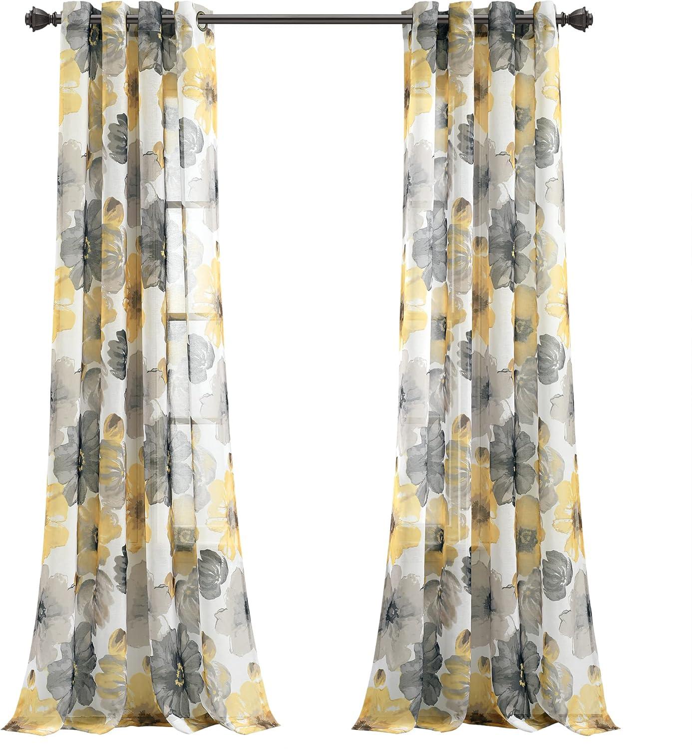 Lush Decor Leah Floral Sheer Grommets Curtain Panels (Set of 2)