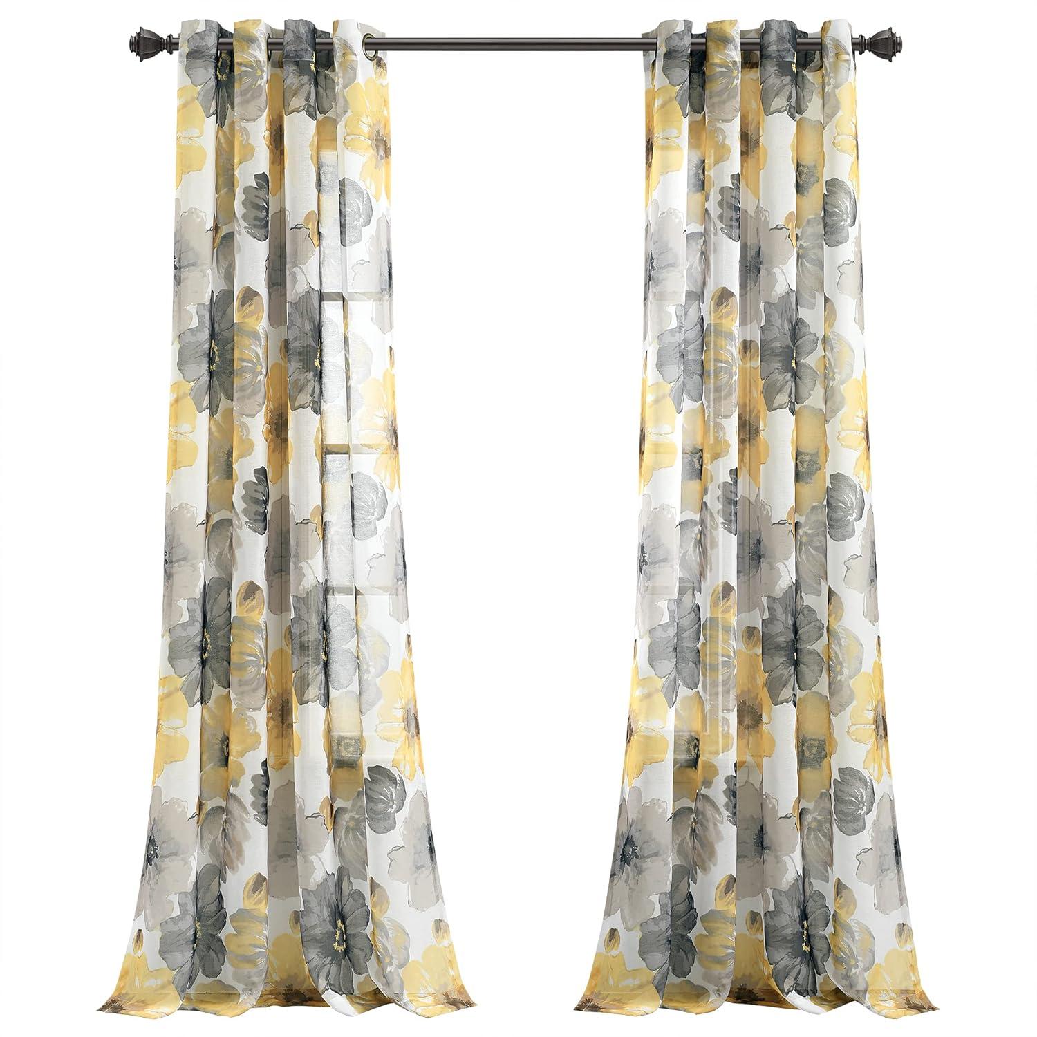 Lush Decor Leah Floral Sheer Grommets Curtain Panels (Set of 2)
