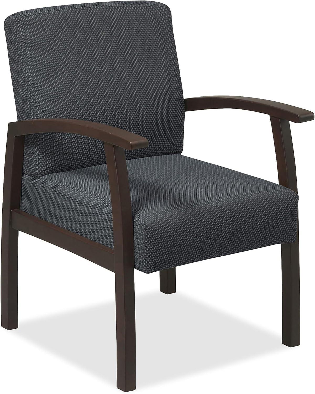 Deluxe Charcoal Fabric Guest Chair with Espresso Wood Frame