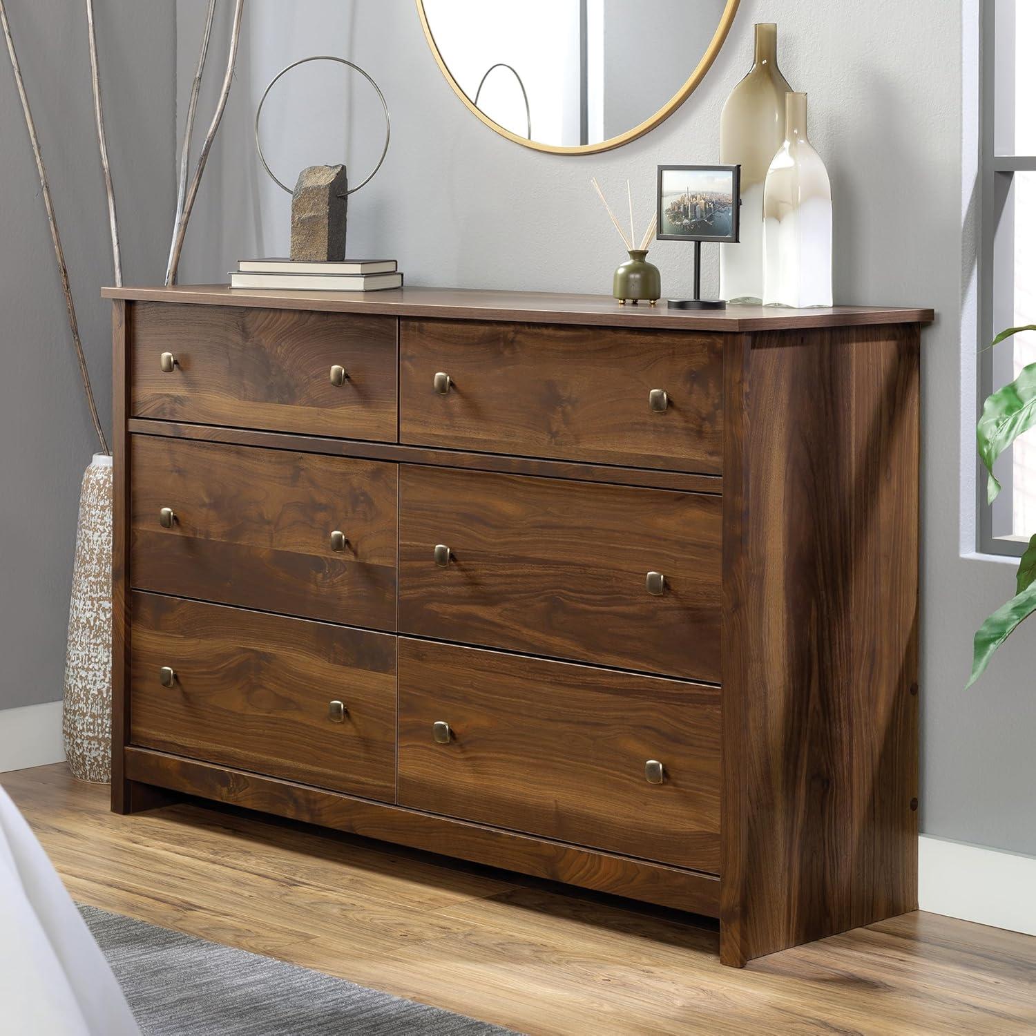 River Ranch 6 Drawer Dresser Grand Walnut - Sauder: Spacious Storage, Modern Style