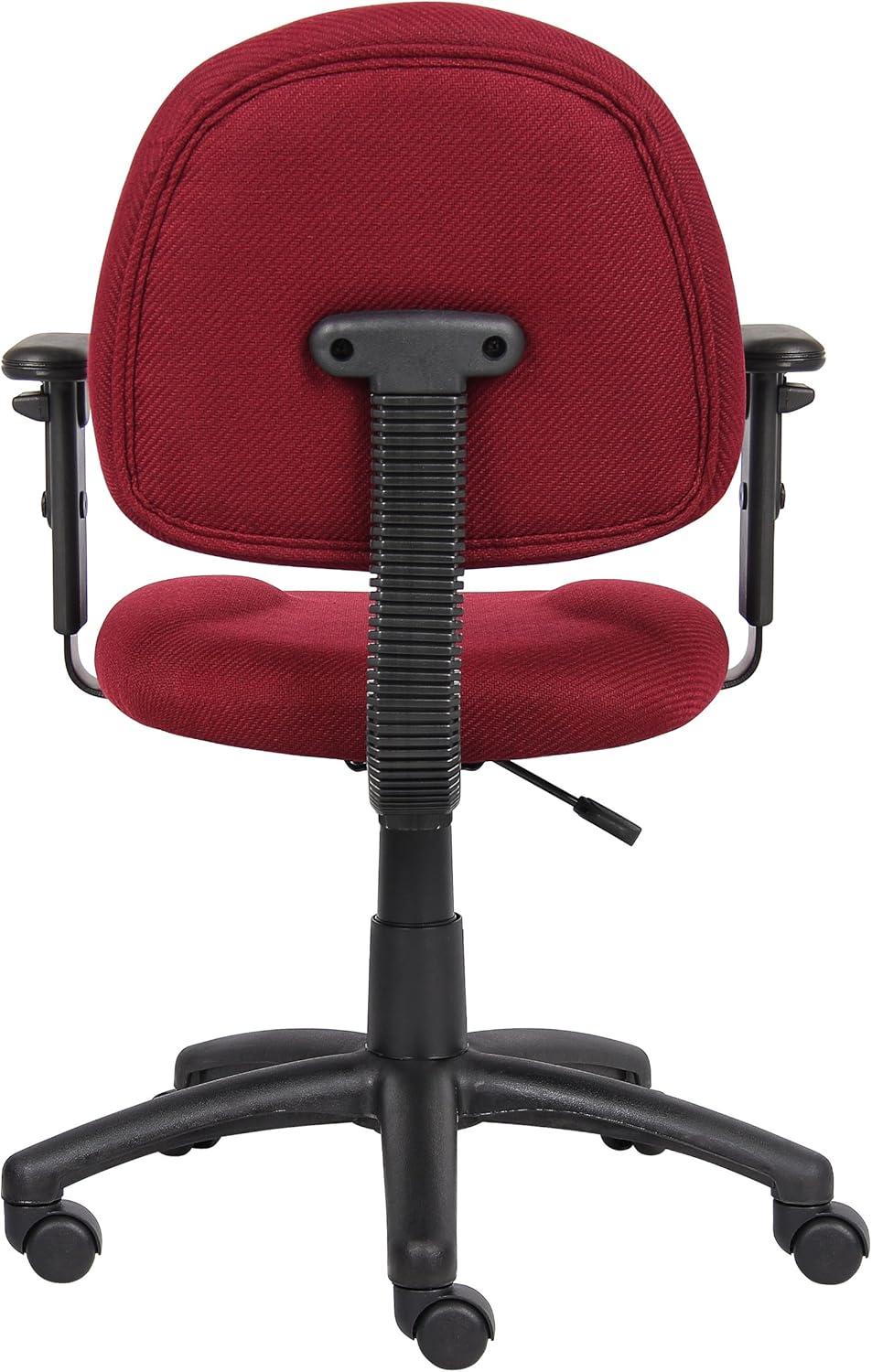 Ergonomic Executive Swivel Chair in Rich Burgundy with Adjustable Arms