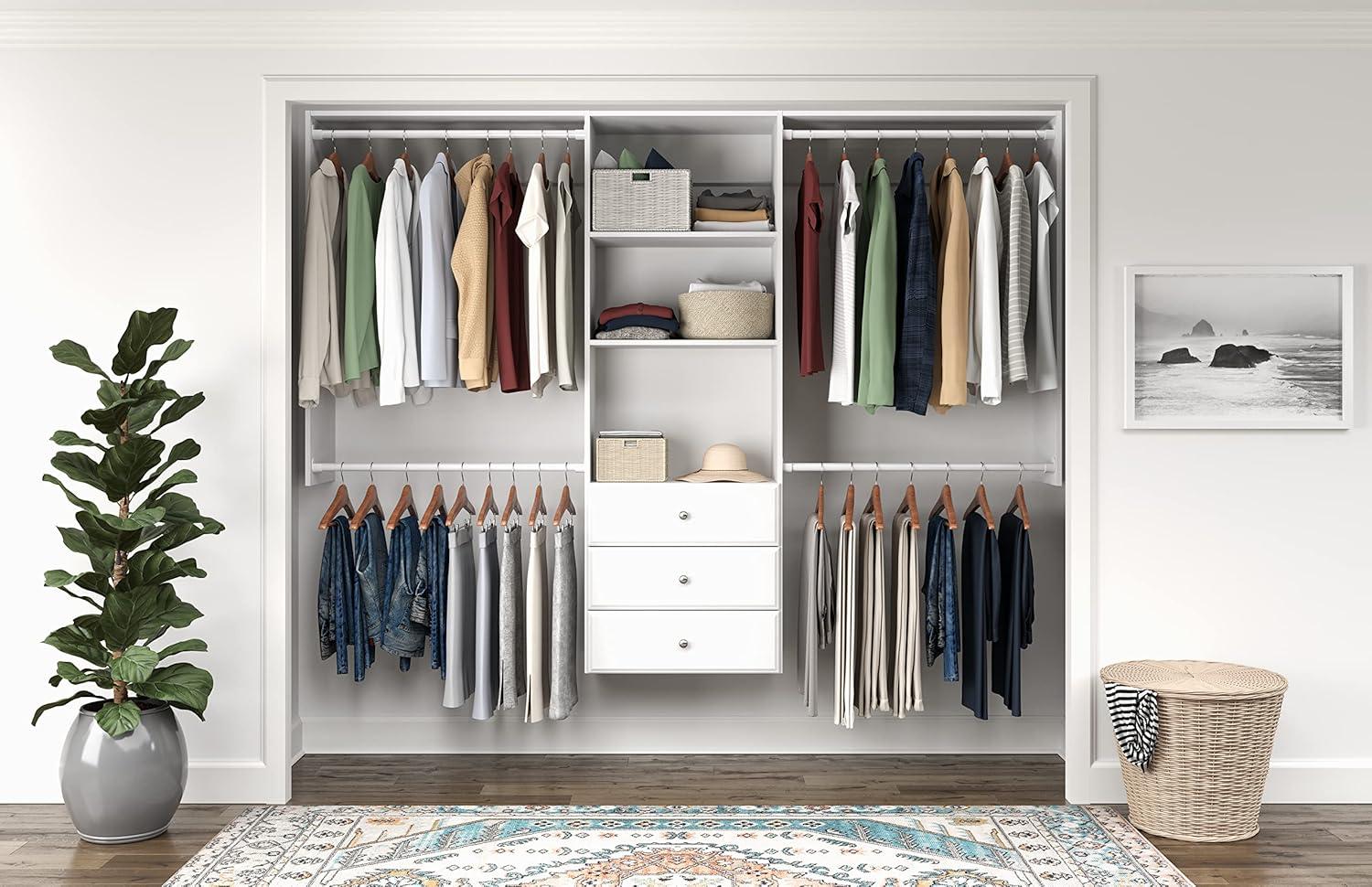 White Wood Closet Tower Kit with Drawers