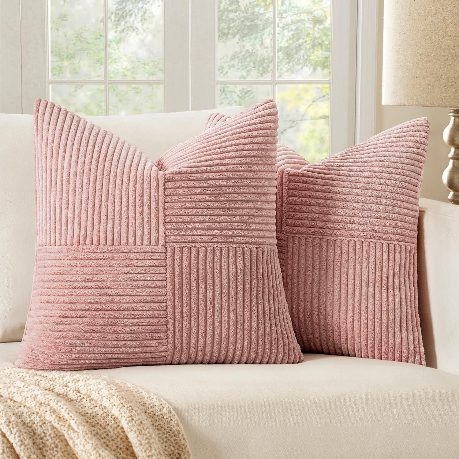 Line Apparel ecommerce Corduroy Pillow Covers With Splicing Set Of 2