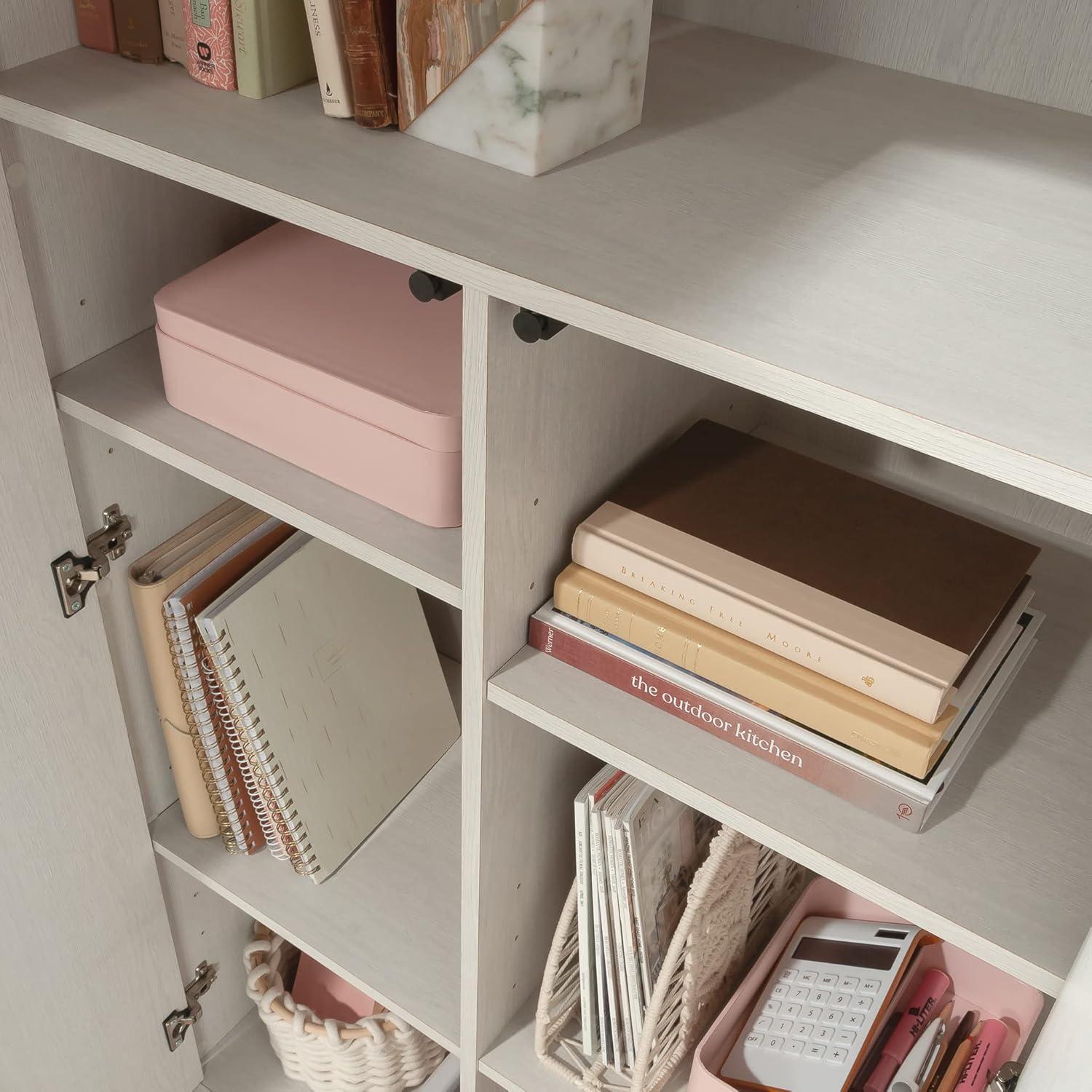 Sauder Summit Station Storage Cabinet Glacier Oak: Laminated MDF, 4 Adjustable Shelves, CARB Certified