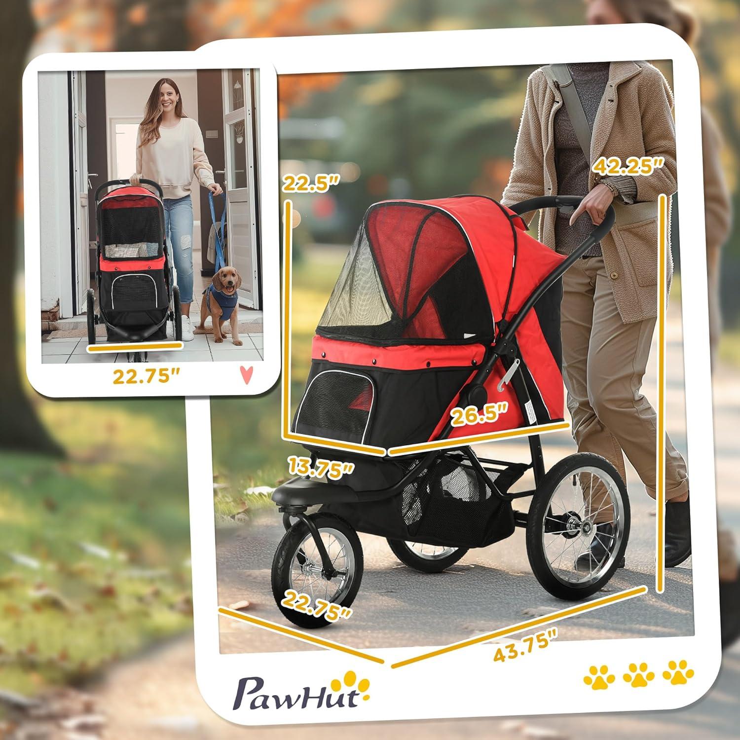 Foldable Pet Standard Stroller,Jogger Stroller