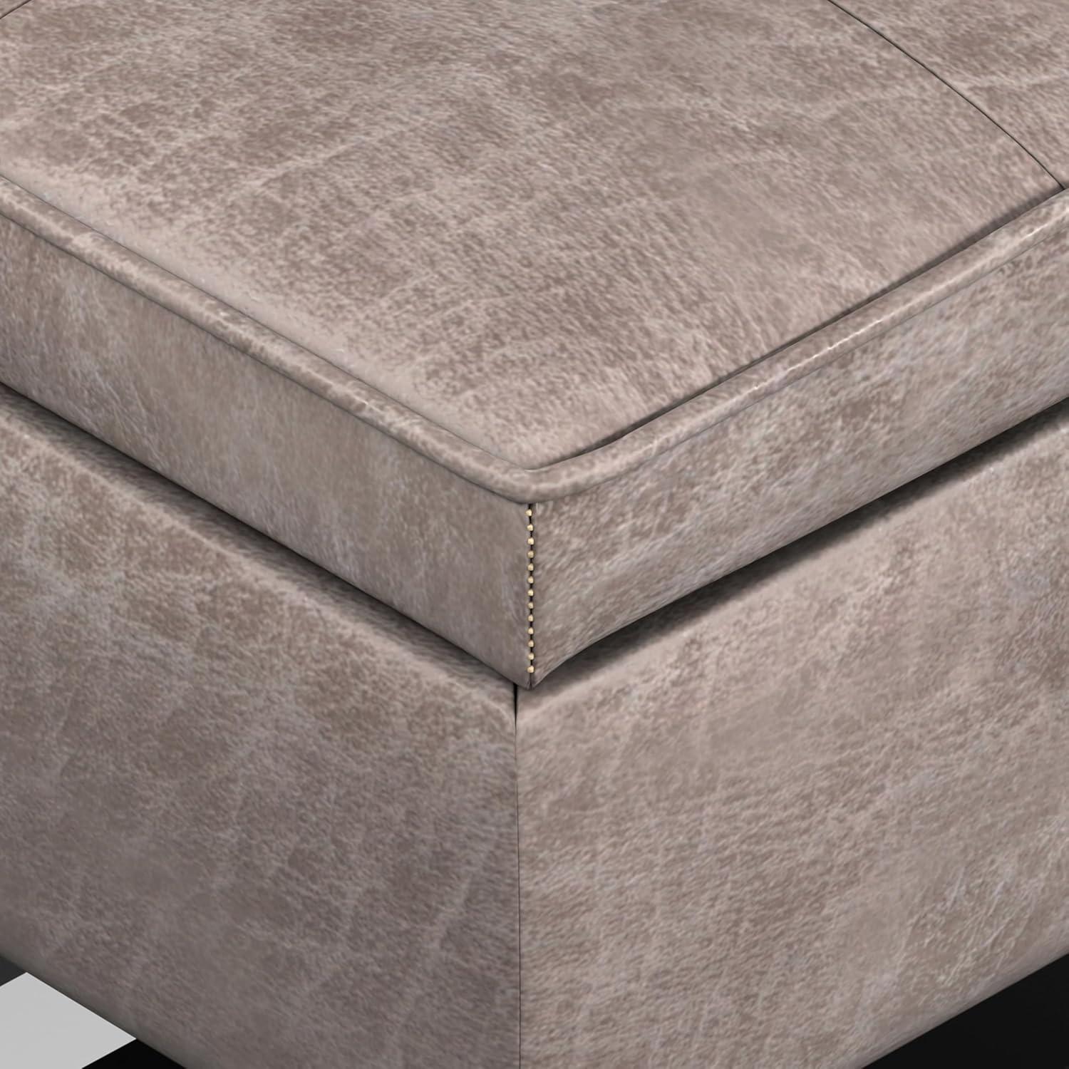Simpli Home Cosmopolitan 44"W Transitional Tufted Storage Ottoman Bench with Lift Top