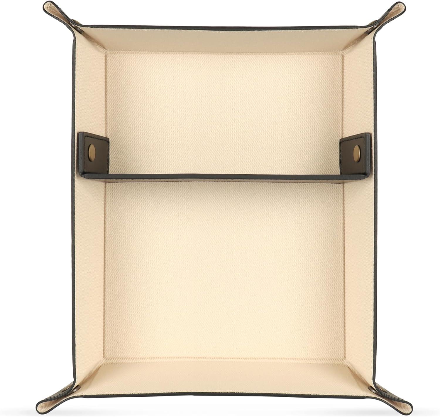 Londo Leather Tray Organizer, Practical Storage Box for Wallets, Watches, Keys, Coins, Cell Phones and Office Equipment