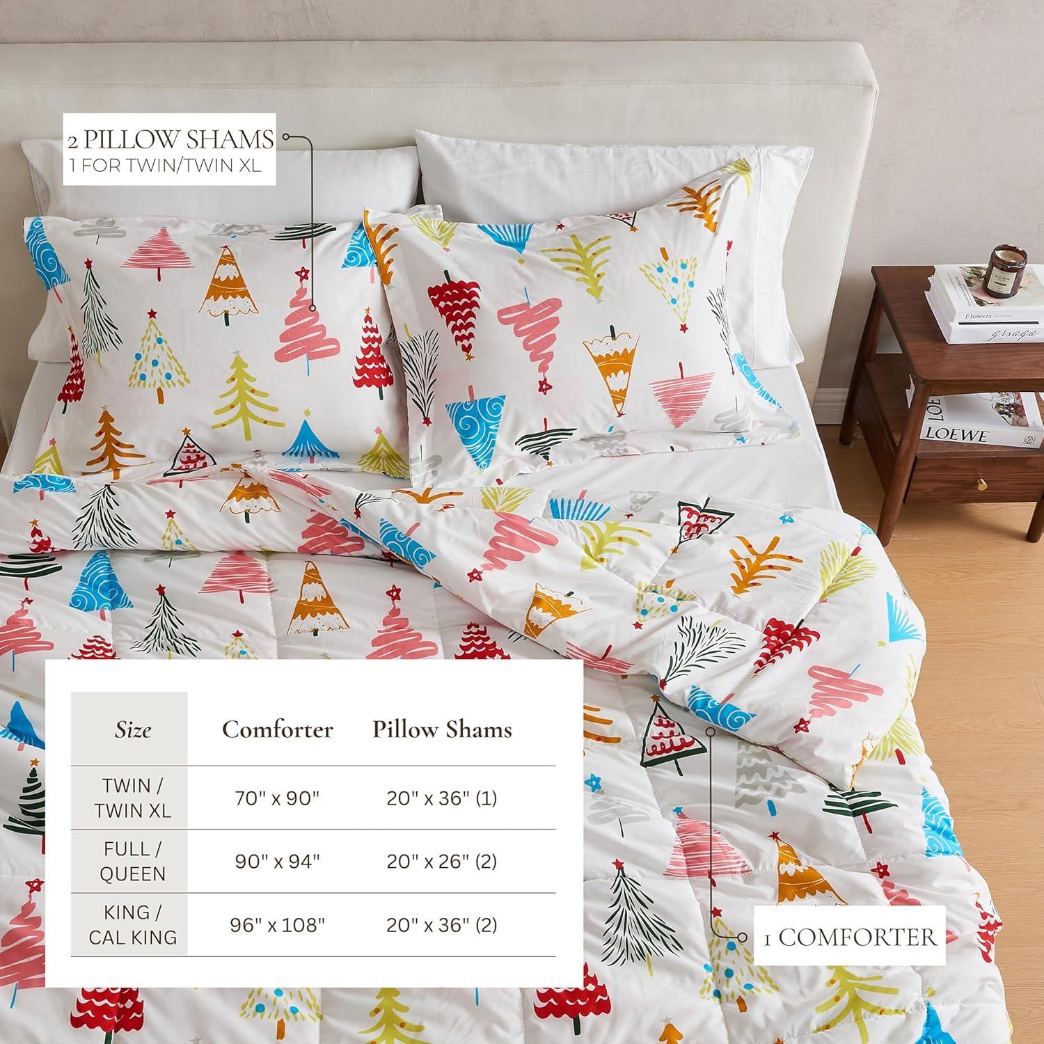 3-Piece Winter-Printed Down Alternative Comfort Set with Shams (Full / Queen, Happy Hillside)