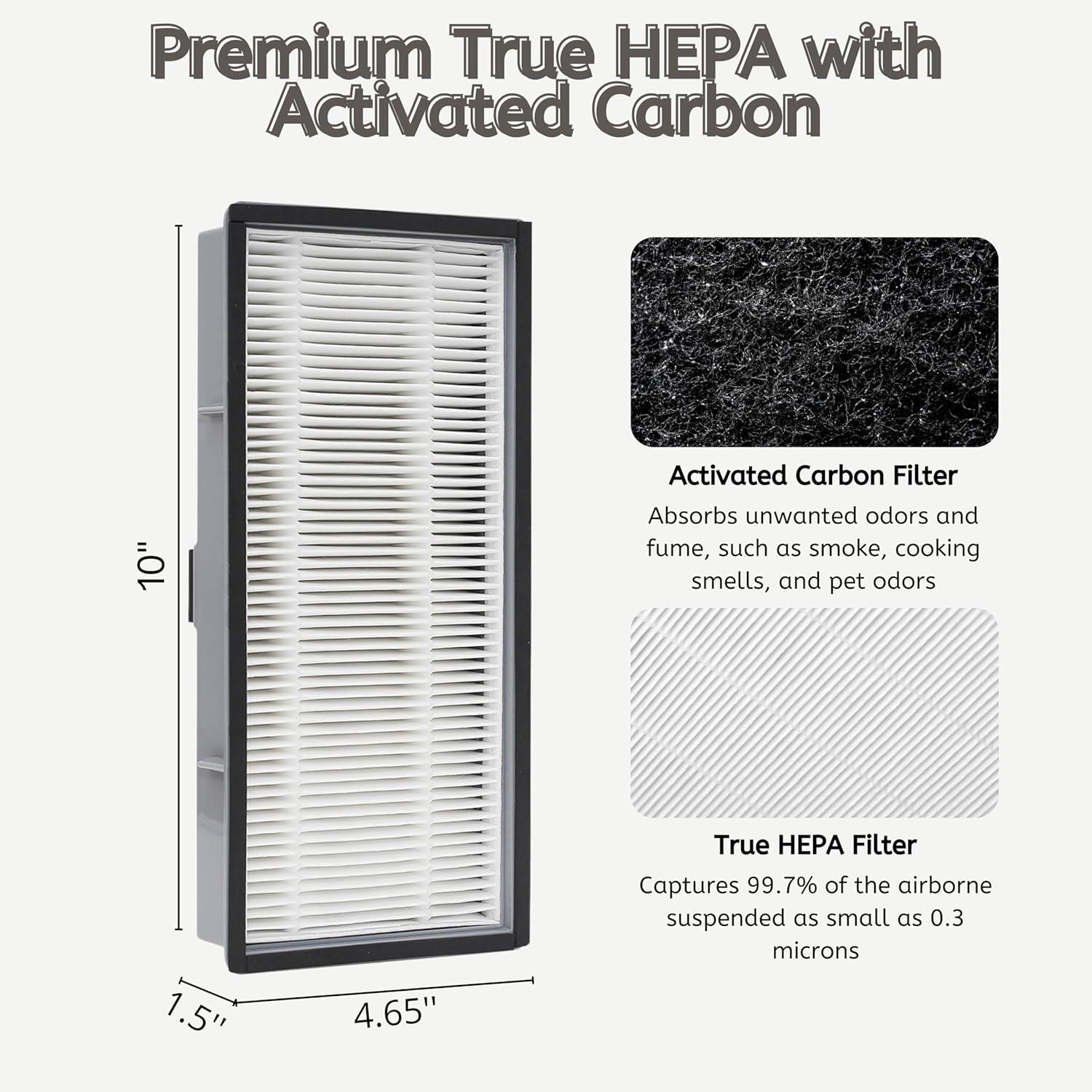 True HEPA Odor Reduction A/D/H Replacement Filters For Air Purifier Compatible with 3M Filtrete FAP-TT-ADH, Holmes HAP9243, HAP9415, HAP9423, Honeywell HPA060(BWM). 1 Pack