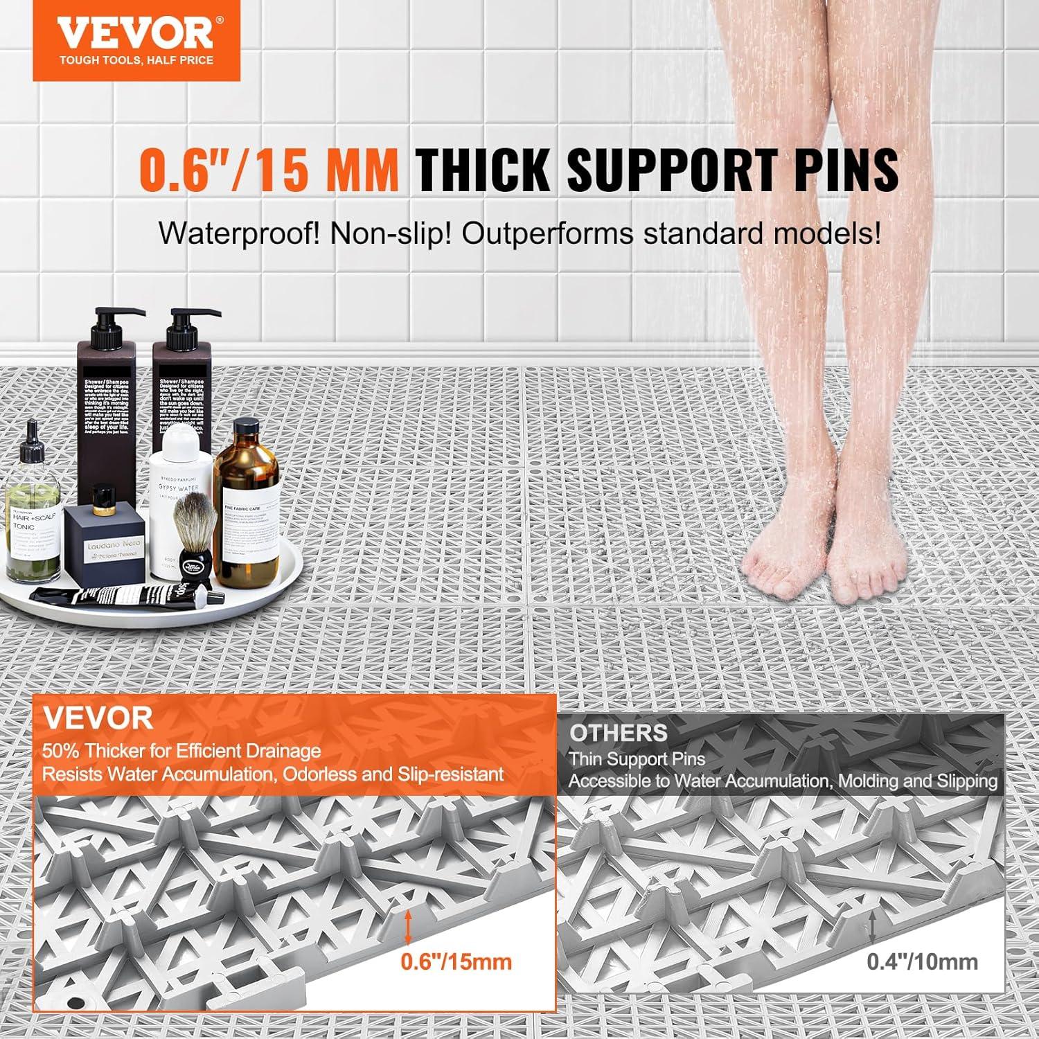 VEVOR 12" X 12" Drainage Mats In Different Colors VEVOR 12'' W x 12'' L Garage Flooring Drain Tiles